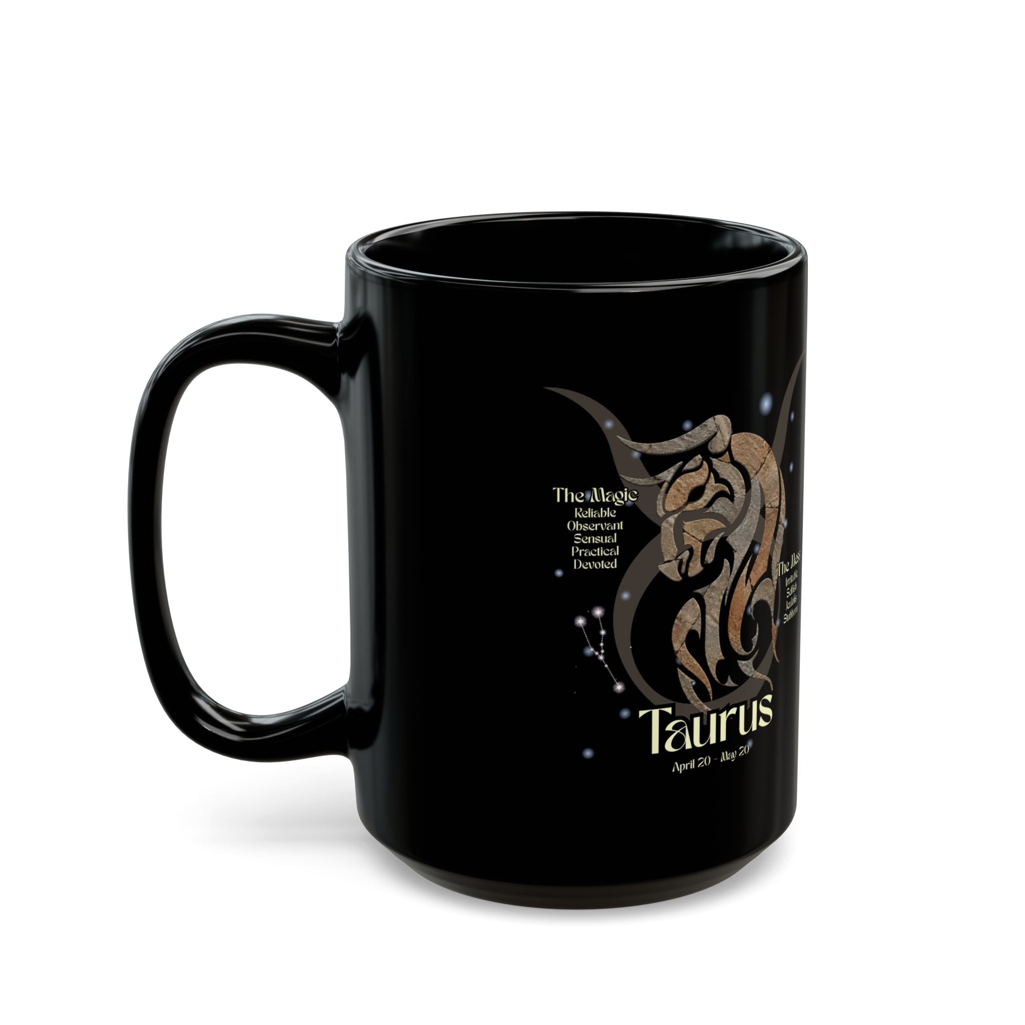 Taurus Black Constellation Coffee Mug — Zodiac Society Coffee Cup (15oz)