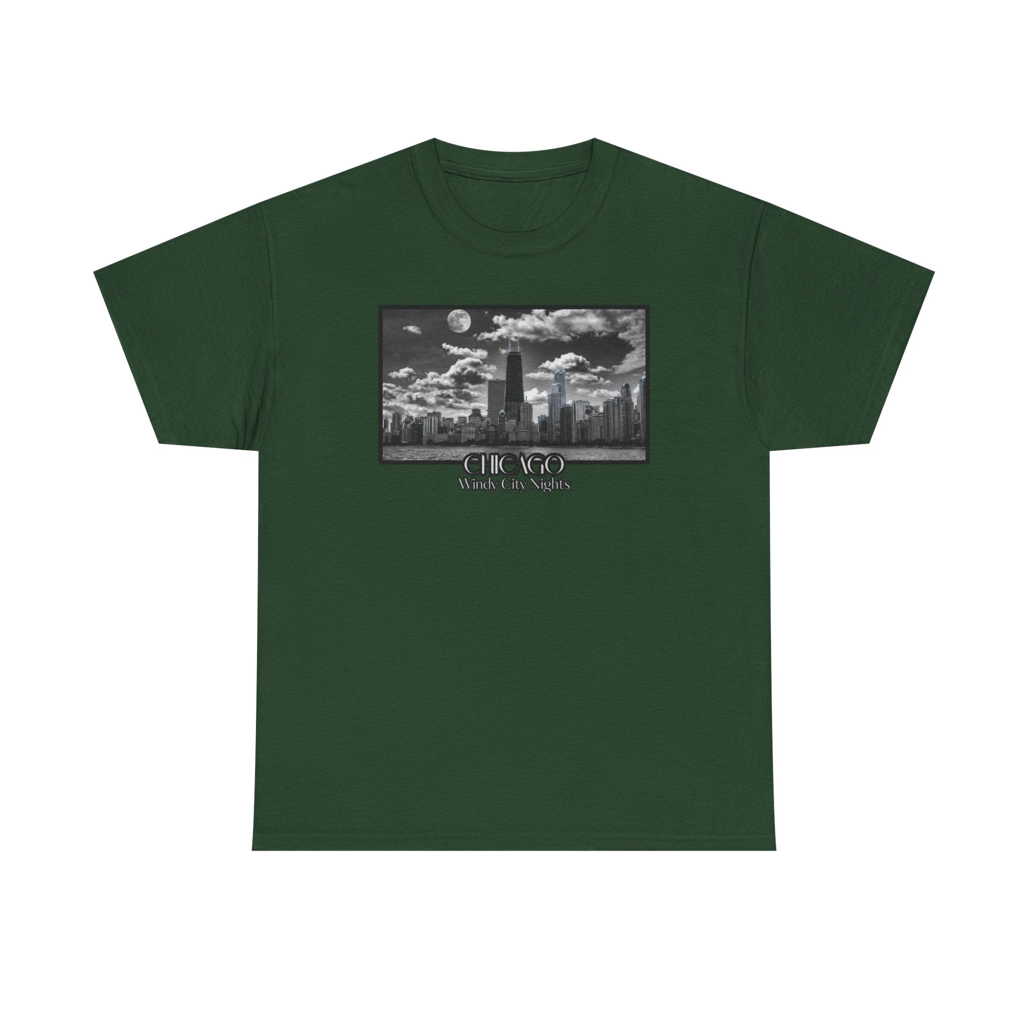 Chicago Windy City Nights T-Shirt — Chicago Skyline Moonlight Graphic Tee