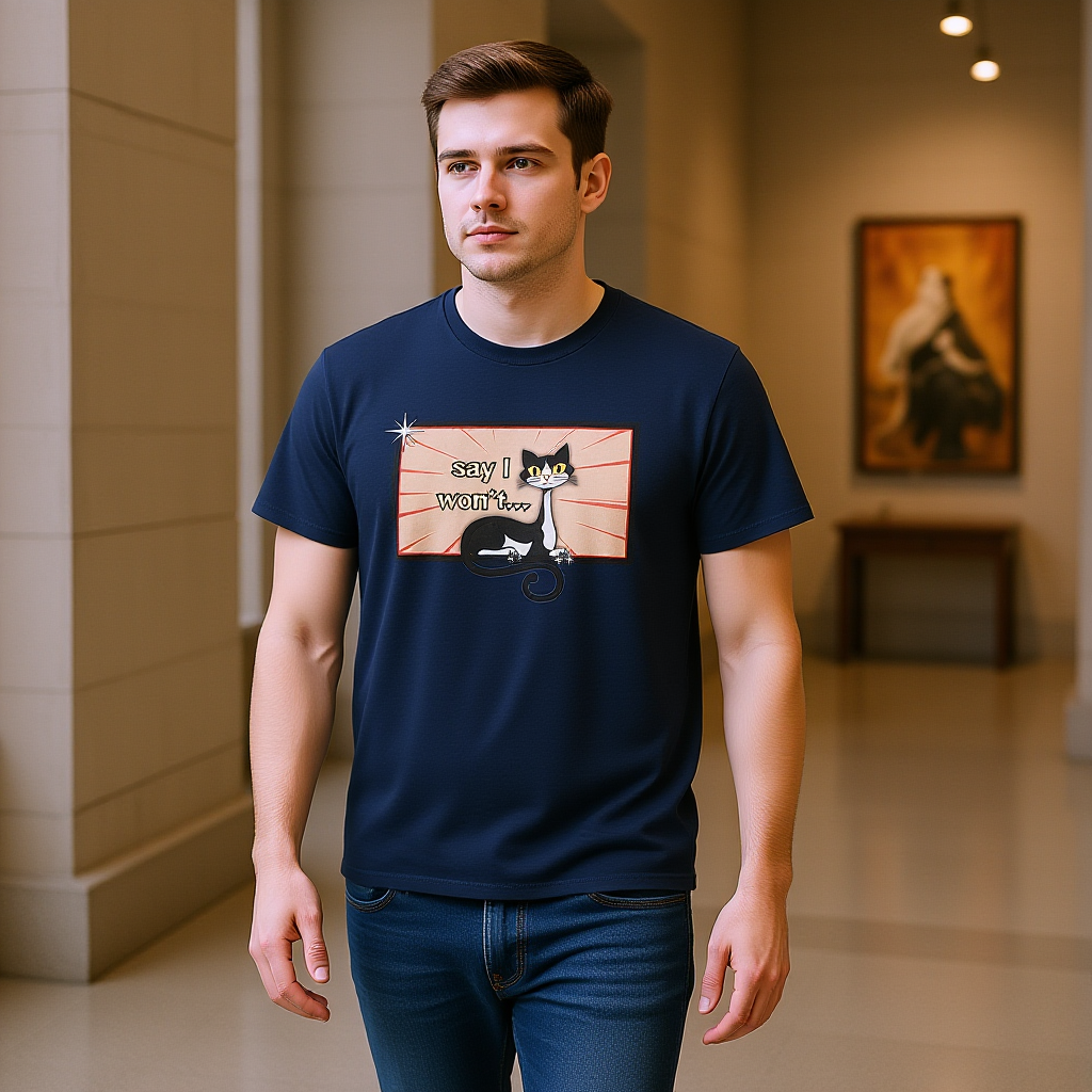 Say I Won’t Retro Tee – Vintage Style Cat Graphic Tee