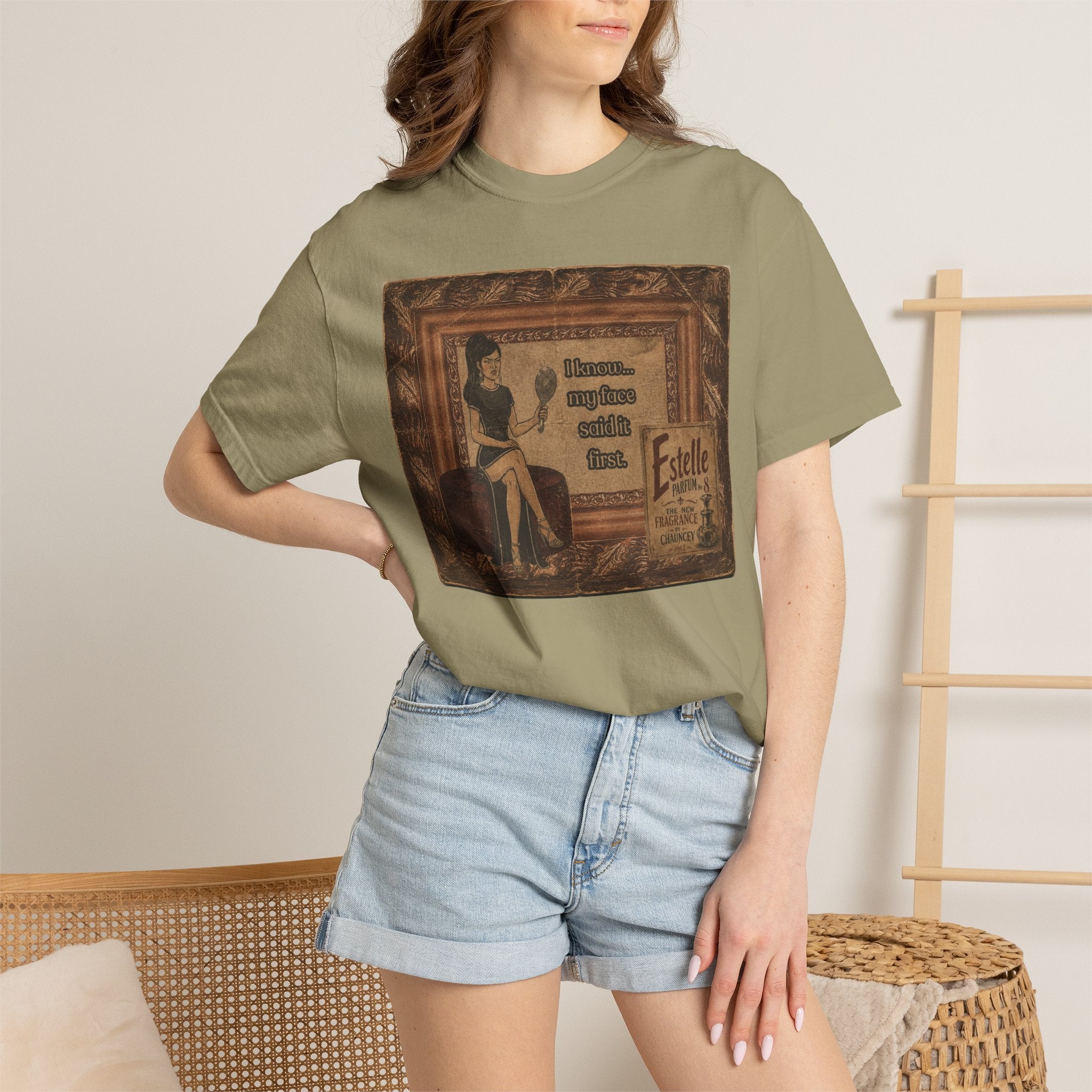 I Know My Face Retro T-Shirt — Estelle Parfum Vintage Style Graphic Tee
