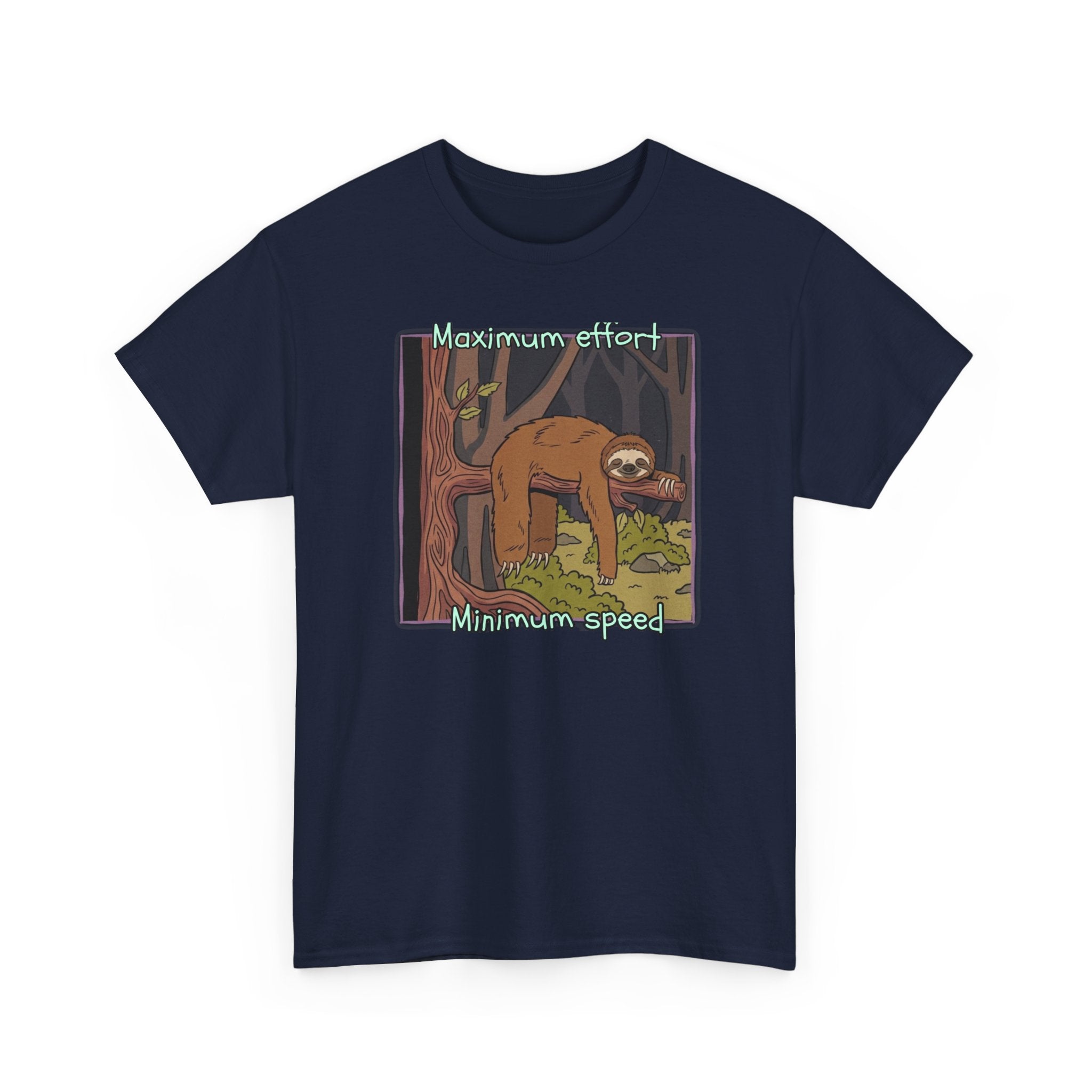 Concerned Sloth Forest Tee — "Maximum Effort, Minimum Speed" Casual Cotton Graphic Tee