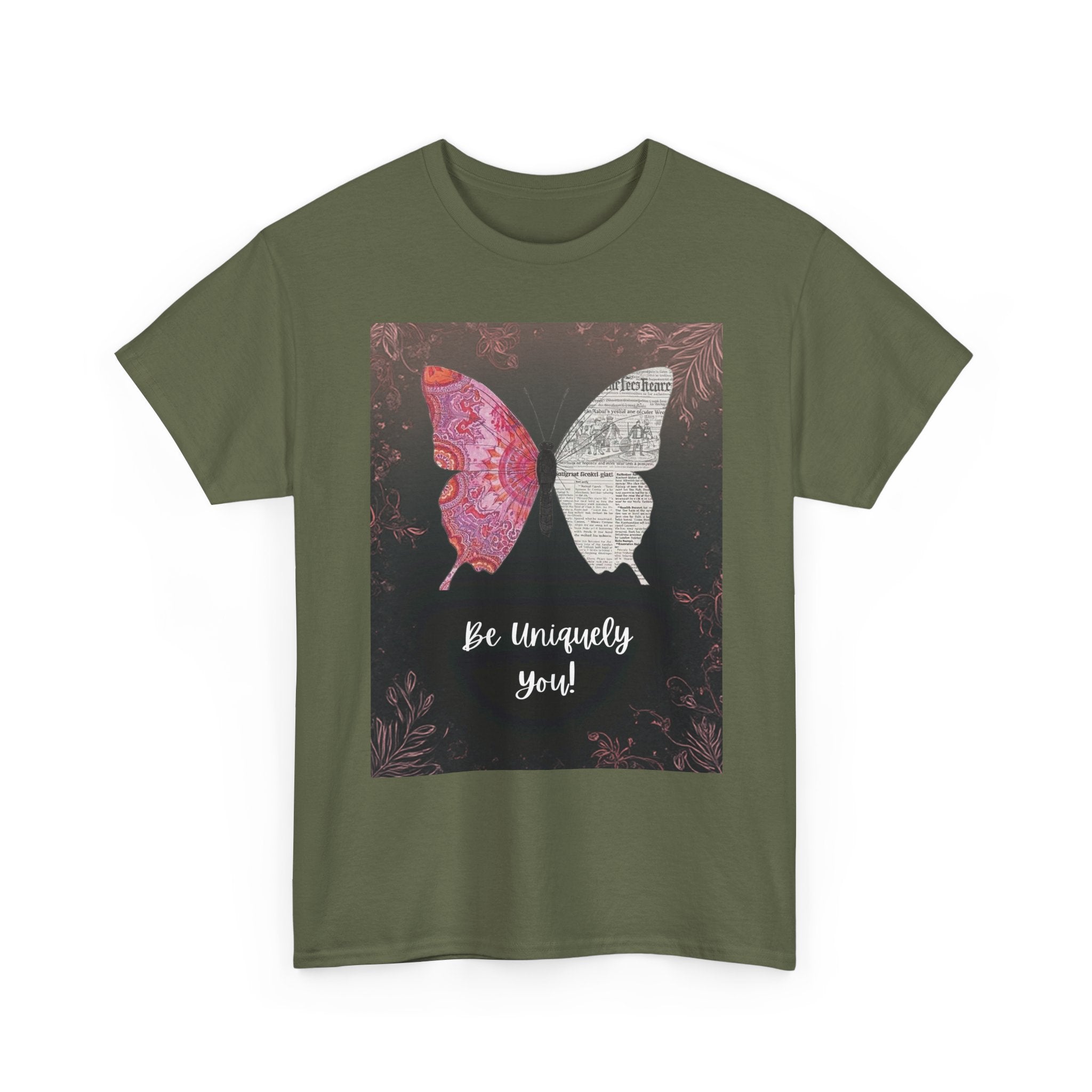 Be Uniquely You Butterfly Tee - Unisex Heavy Cotton T-Shirt