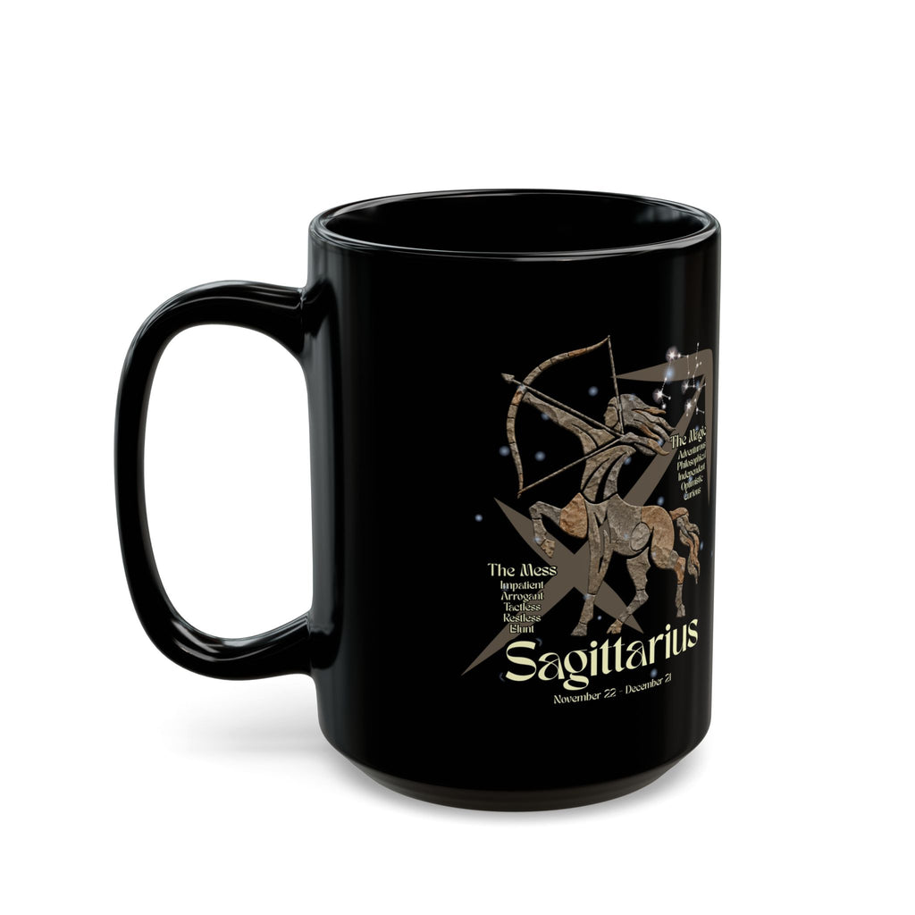 Sagittarius Black Constellation Mug — Zodiac Society Coffee Cup (15oz)