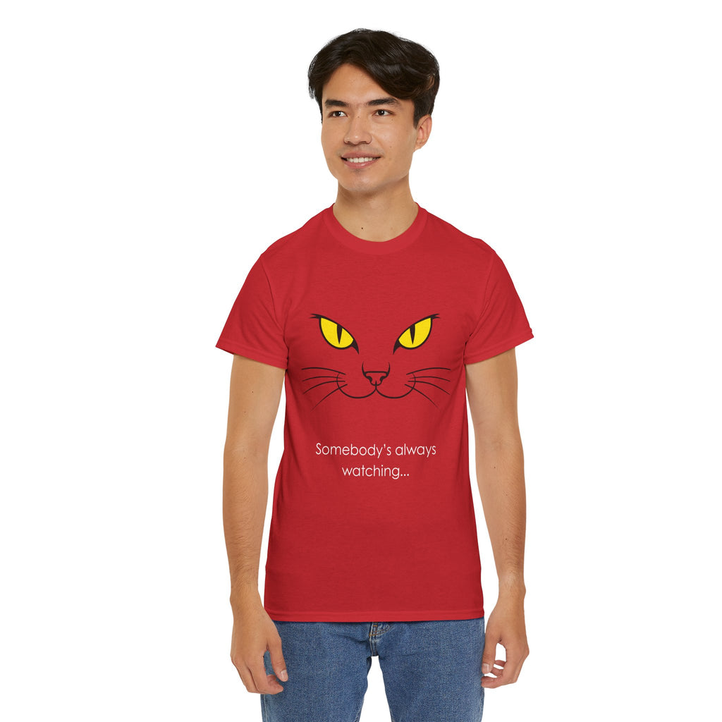 Somebody's Always Watching Cat Tee - Unisex Heavy Cotton T-Shirt