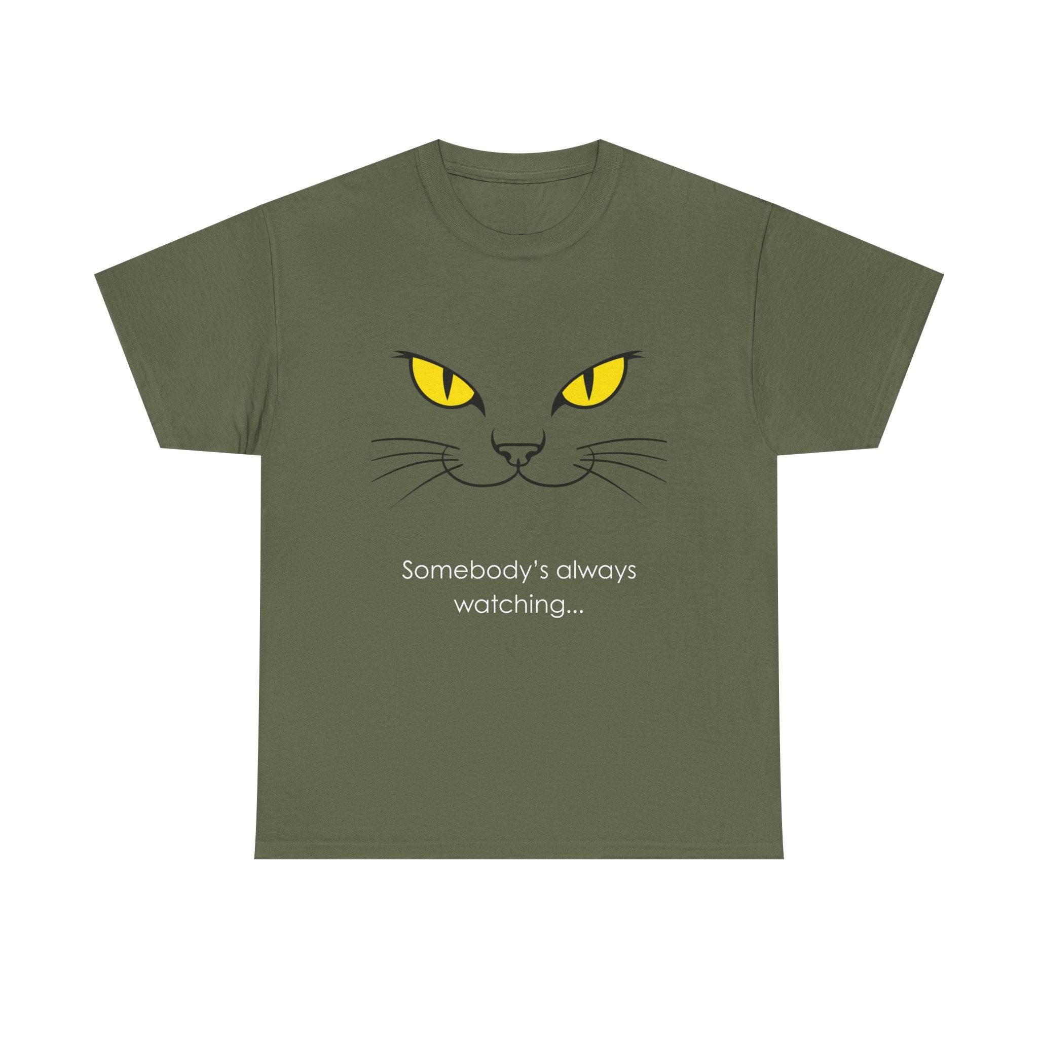 Somebody's Always Watching Cat Tee - Unisex Heavy Cotton T-Shirt