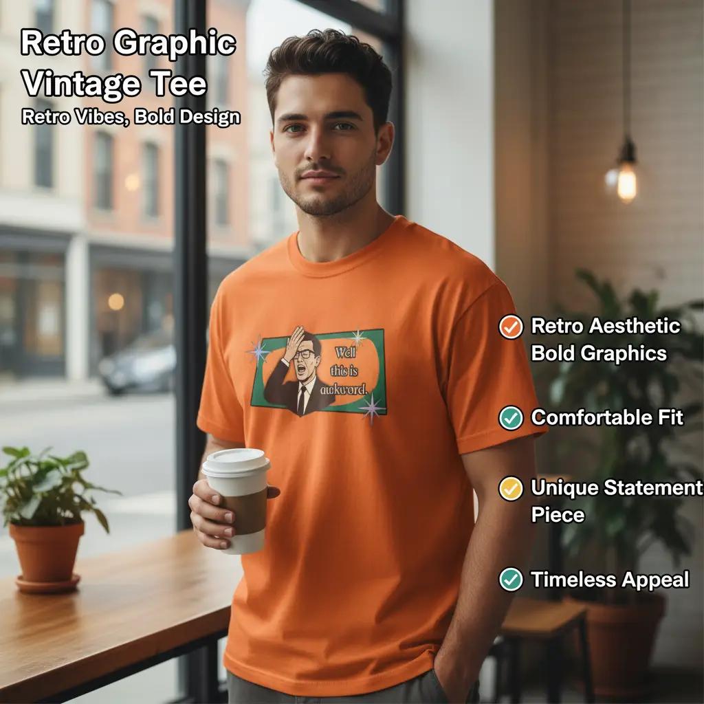 Well This is Awkward Retro Tee — Vintage Style Graphic Tee