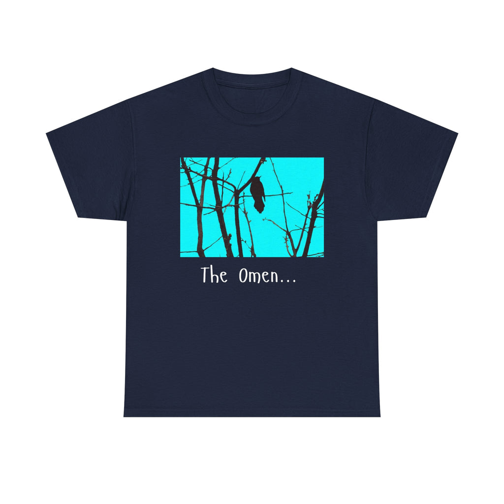 The Omen Crow Tee | Raven Silhouette on Branches, Blue Night Graphic