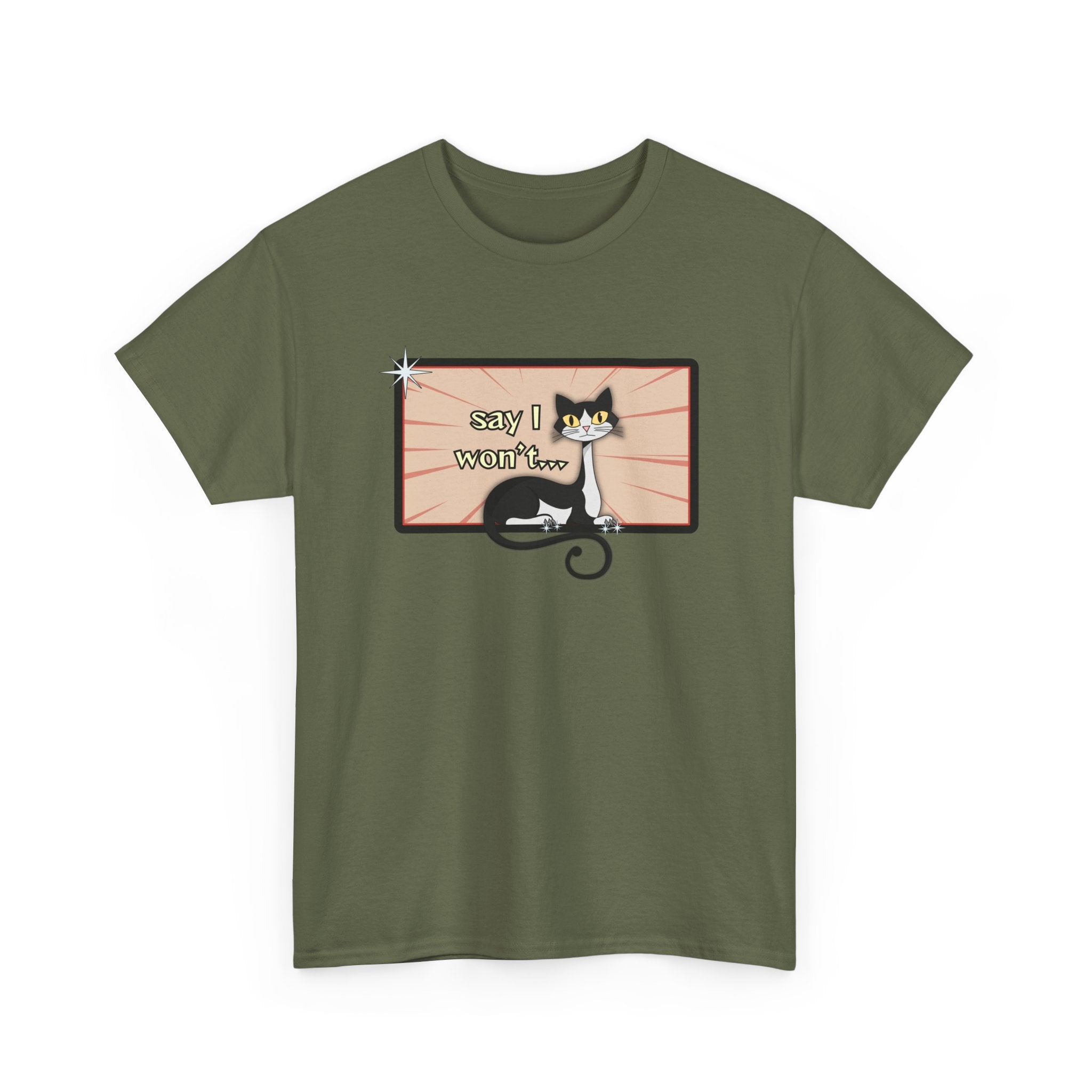 Say I Won’t Retro Tee – Vintage Style Cat Graphic Tee