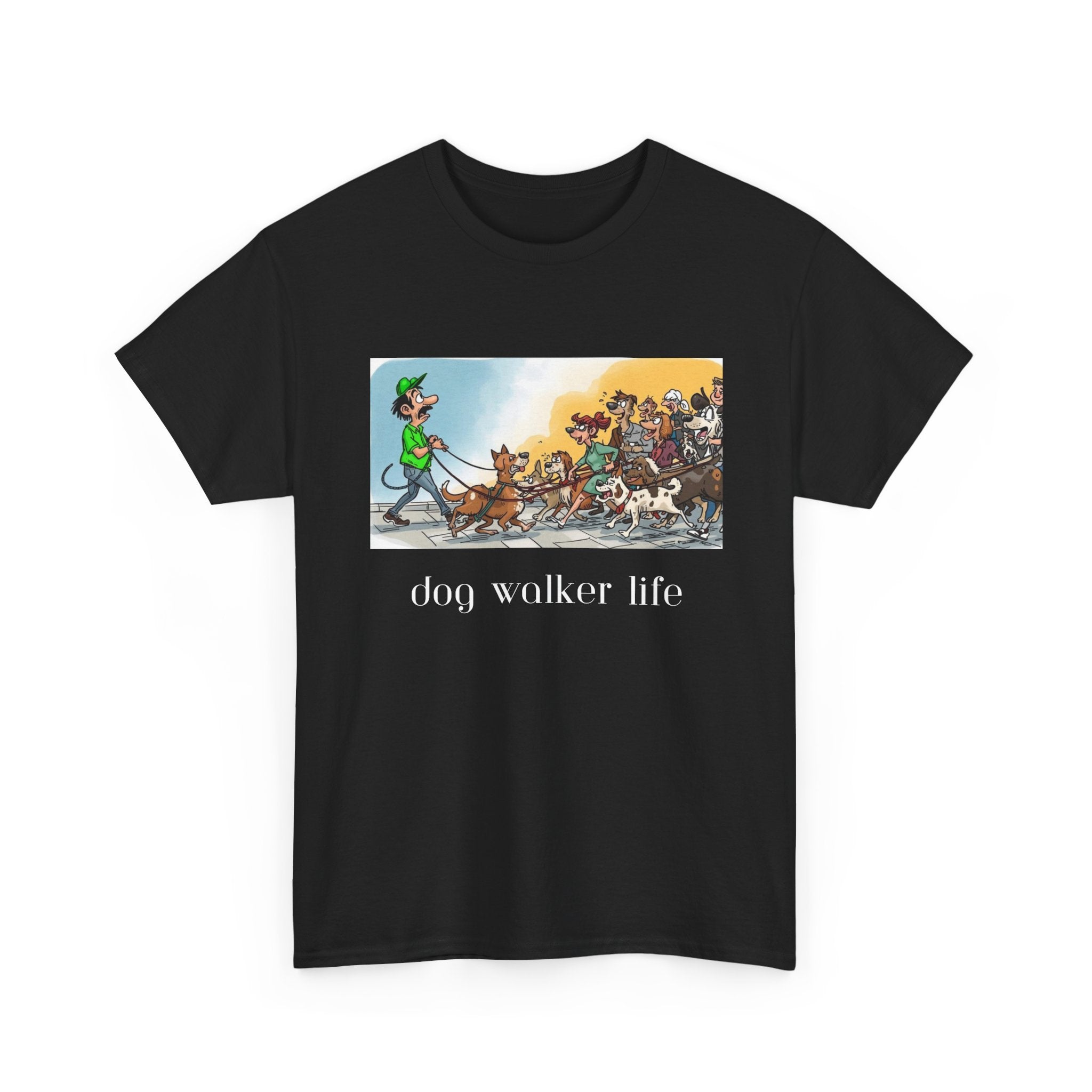 Dog Walker Life T-Shirt | Cartoon Pack of Dogs Design