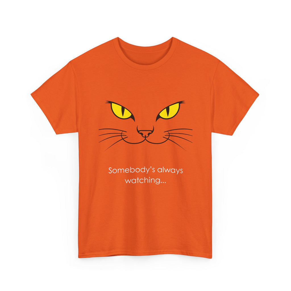 Somebody's Always Watching Cat Tee - Unisex Heavy Cotton T-Shirt