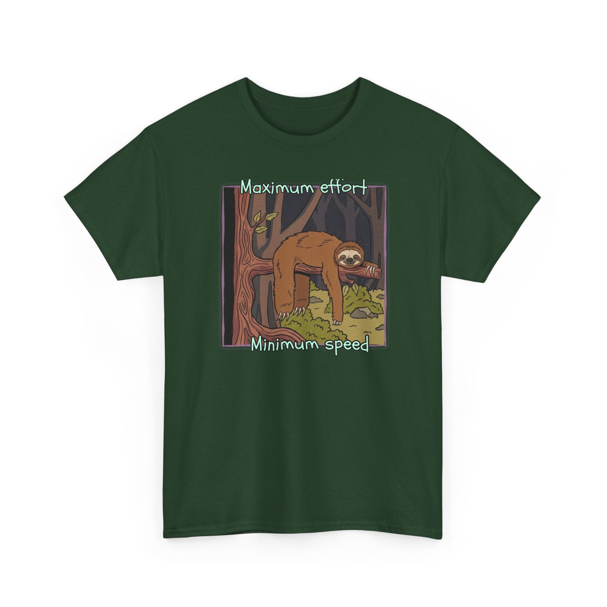 Concerned Sloth Forest Tee — "Maximum Effort, Minimum Speed" Casual Cotton Graphic Tee