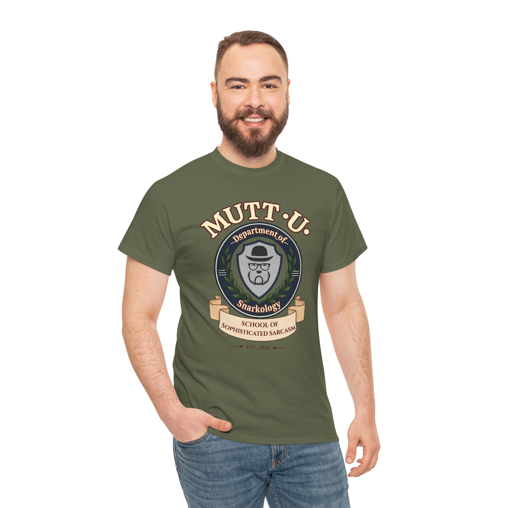 Mutt-U Campus T‑Shirt – Dept of Snarkology Graphic Tee