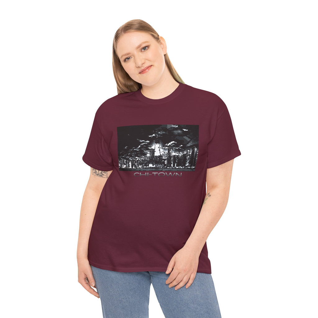 Chi-Town Skyline Tee — Chicago Night Cityscape T-Shirt