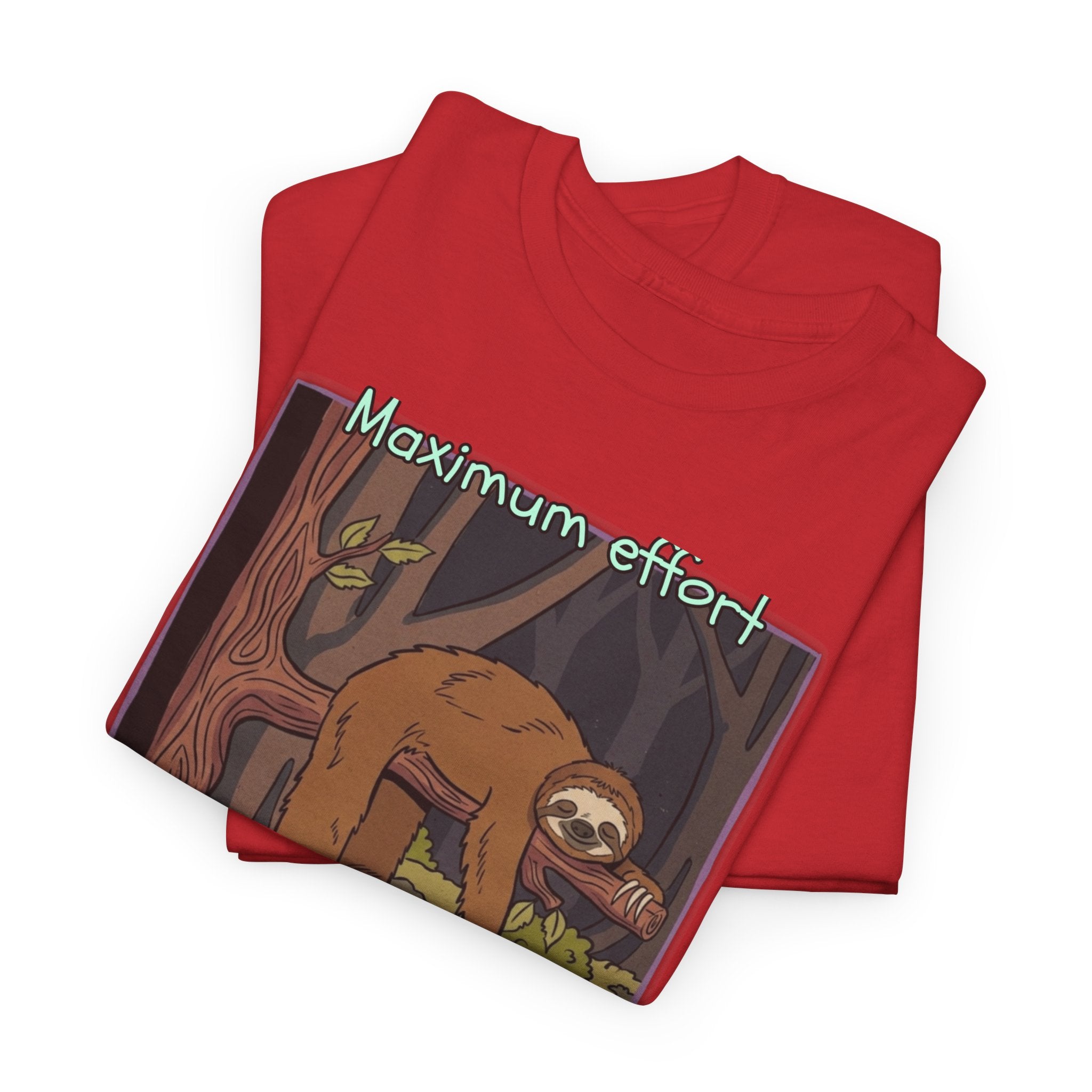 Concerned Sloth Forest Tee — "Maximum Effort, Minimum Speed" Casual Cotton Graphic Tee