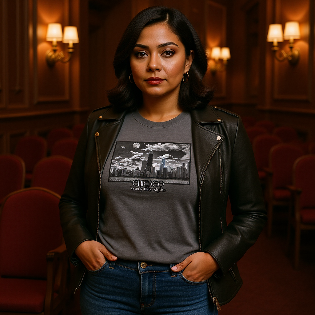Chicago Windy City Nights T-Shirt — Chicago Skyline Moonlight Graphic Tee
