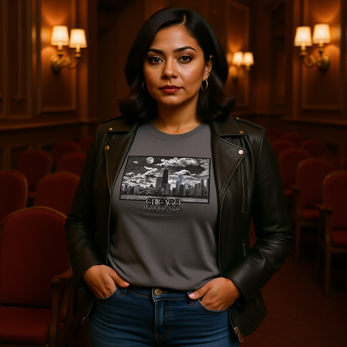 Chicago Windy City Nights T-Shirt — Chicago Skyline Moonlight Graphic Tee