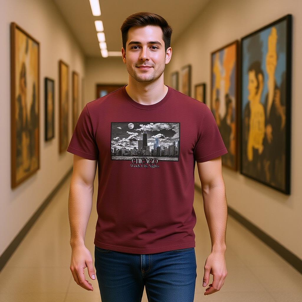Chicago Windy City Nights T-Shirt — Chicago Skyline Moonlight Graphic Tee