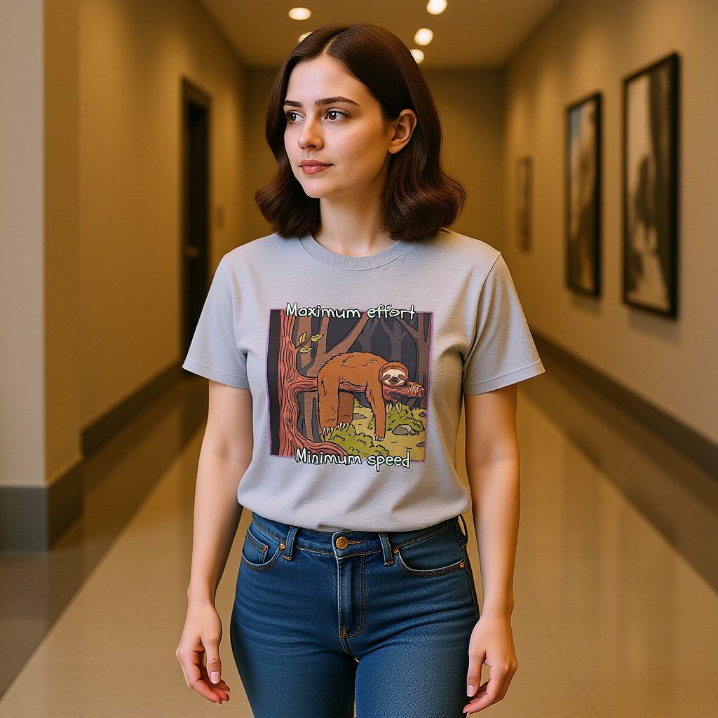 Concerned Sloth Forest Tee — "Maximum Effort, Minimum Speed" Casual Cotton Graphic Tee