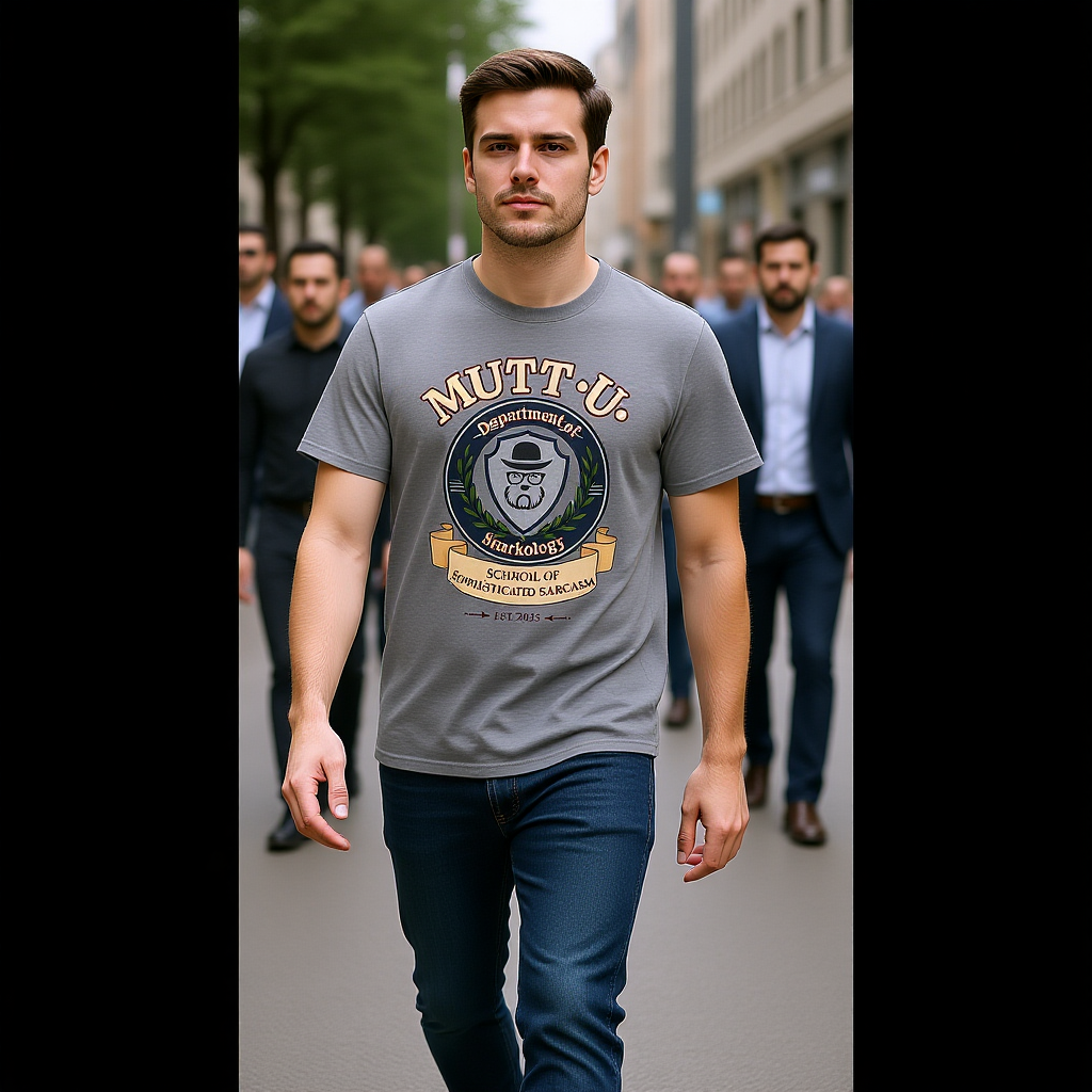 Mutt-U School Campus T-Shirt — Curated and Refined Mutt Logo Graphic Tee