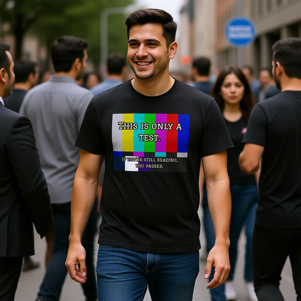 TV Test Pattern Retro T‑Shirt — This Is Only a Test Graphic Tee