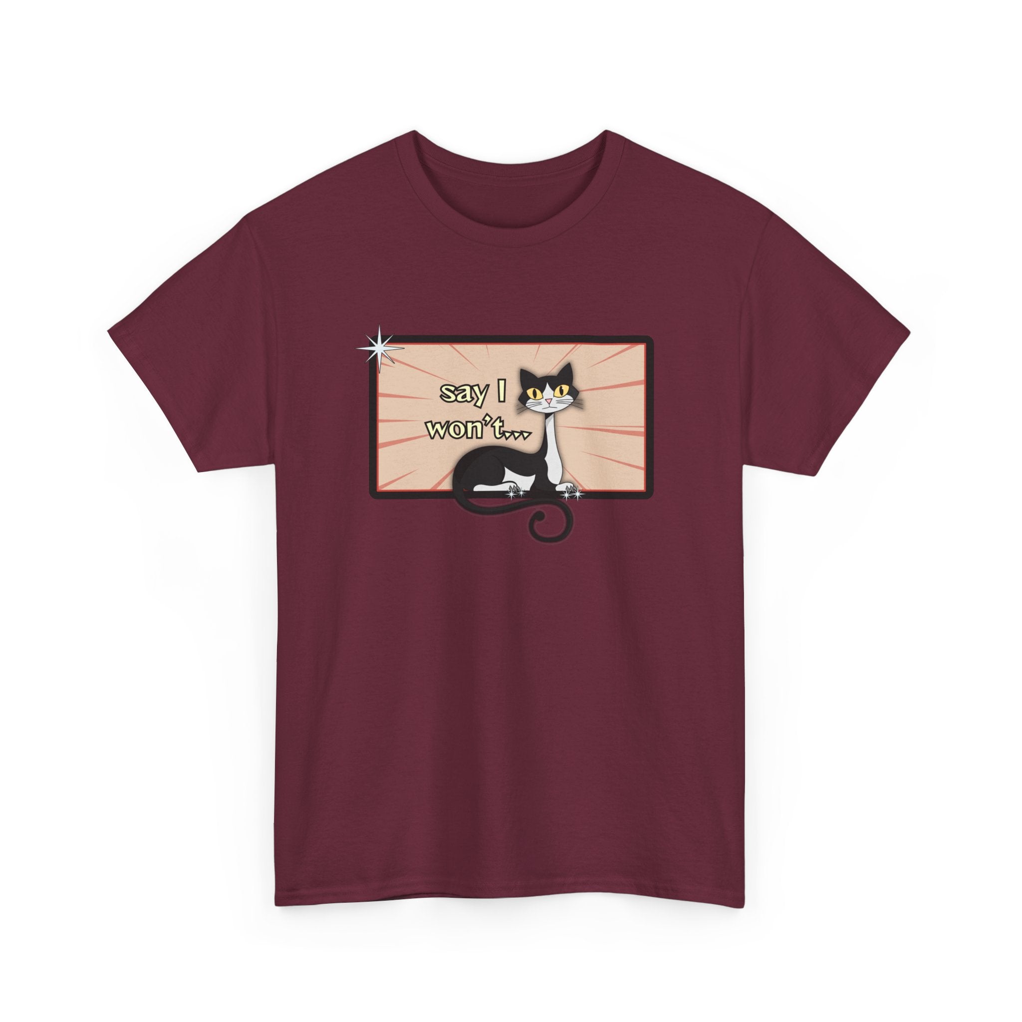 Say I Won’t Retro Tee – Vintage Style Cat Graphic Tee