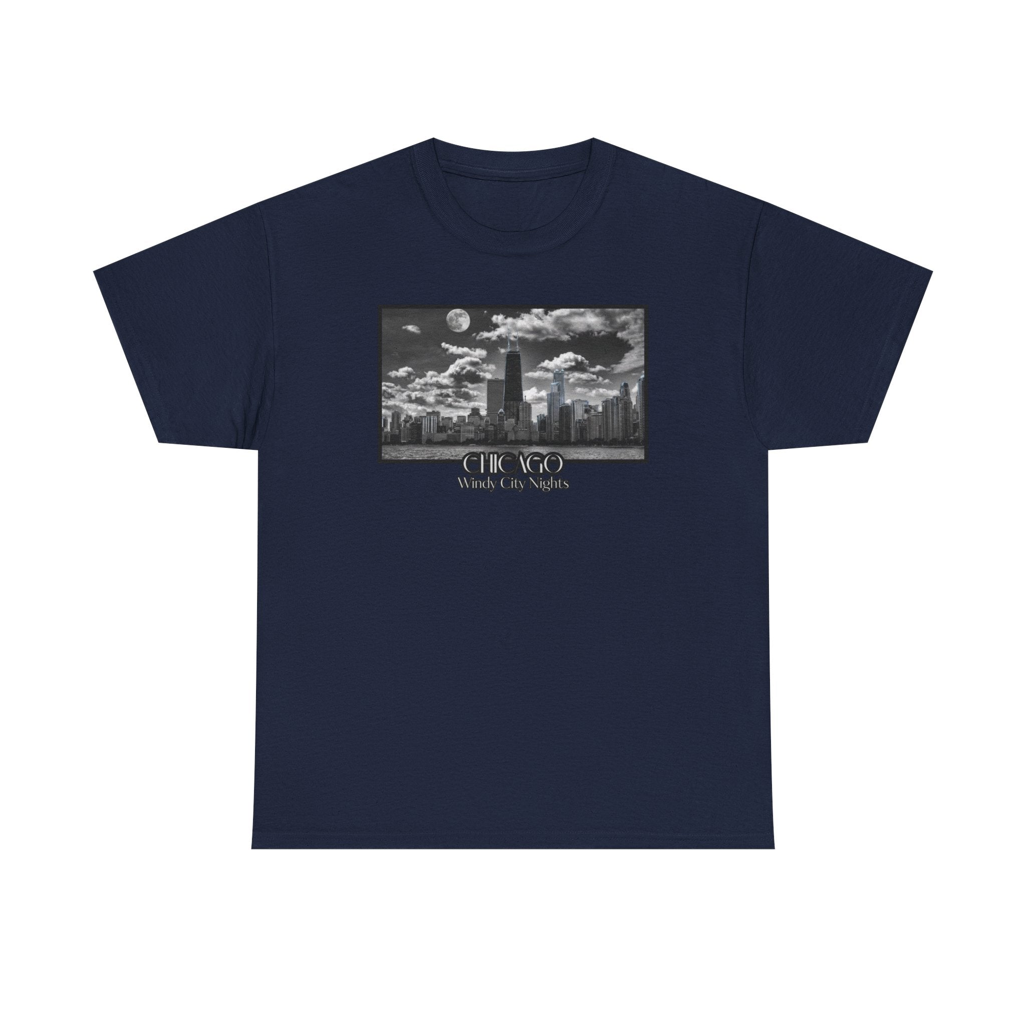 Chicago Windy City Nights T-Shirt — Chicago Skyline Moonlight Graphic Tee