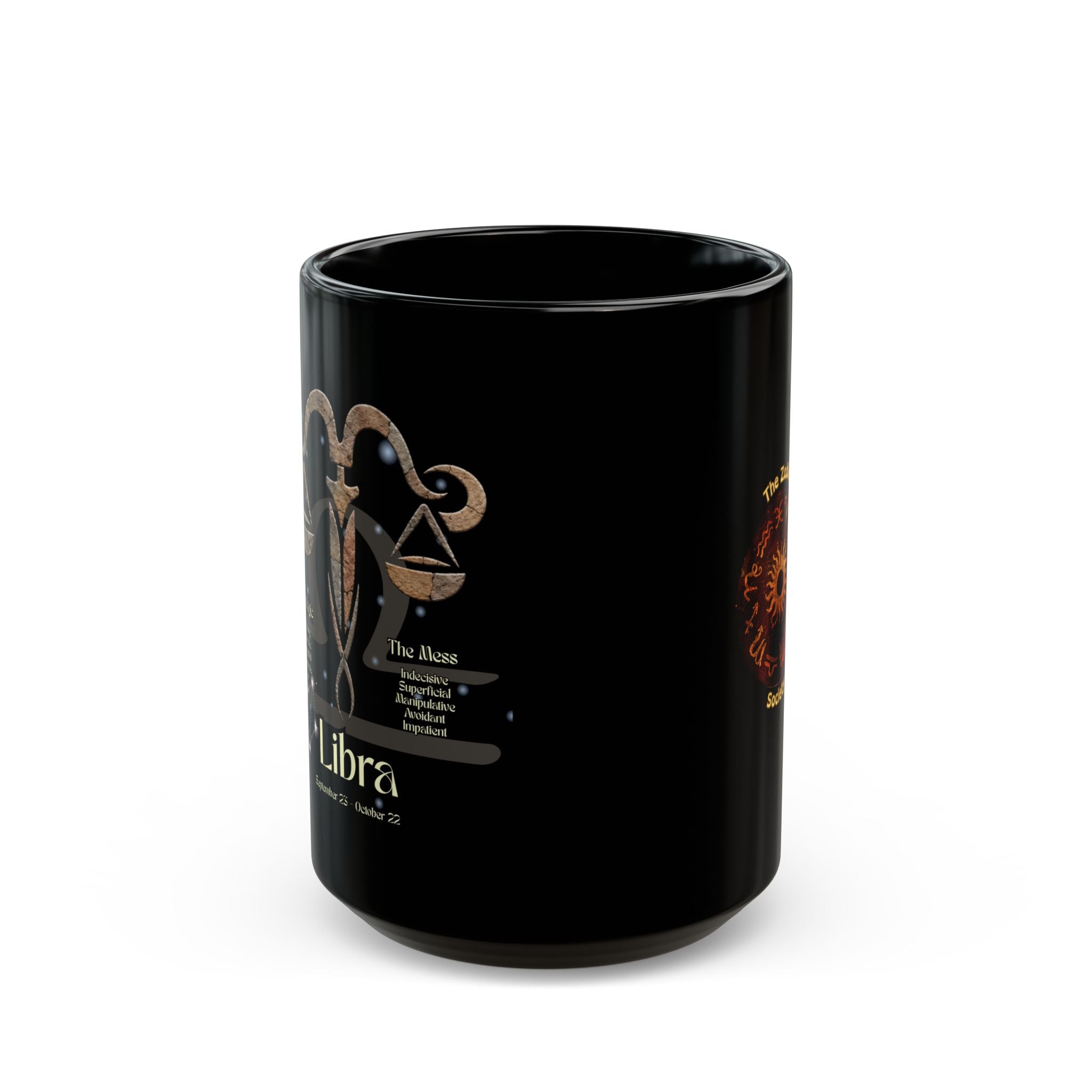 Libra Black Constellation Mug — Zodiac Society Coffee Cup (15oz)