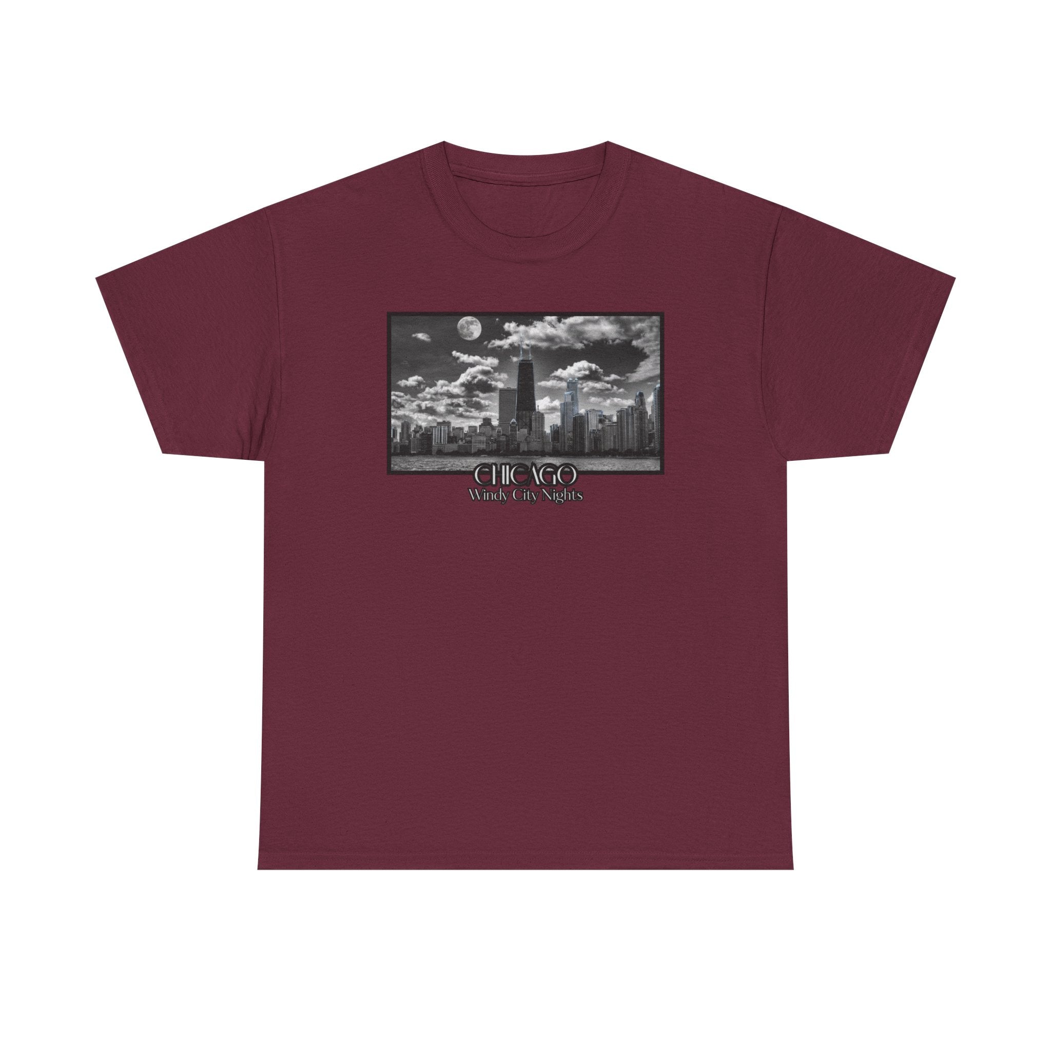 Chicago Windy City Nights T-Shirt — Chicago Skyline Moonlight Graphic Tee