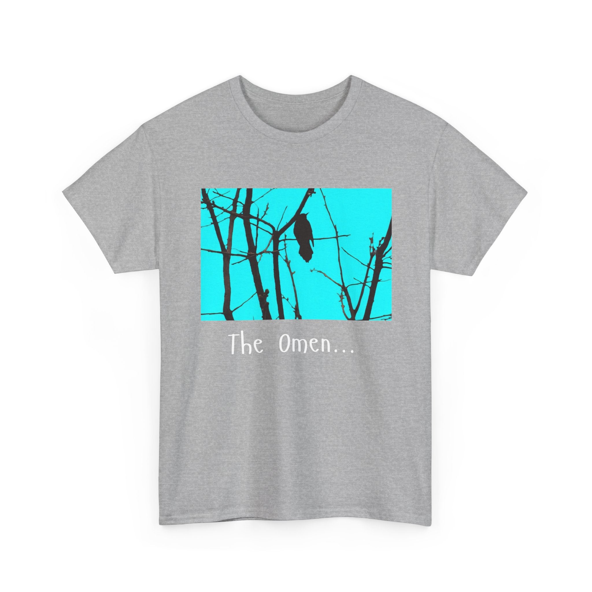 The Omen Unisex Heavy Cotton Tee - Spooky Graphic Tee for Halloween