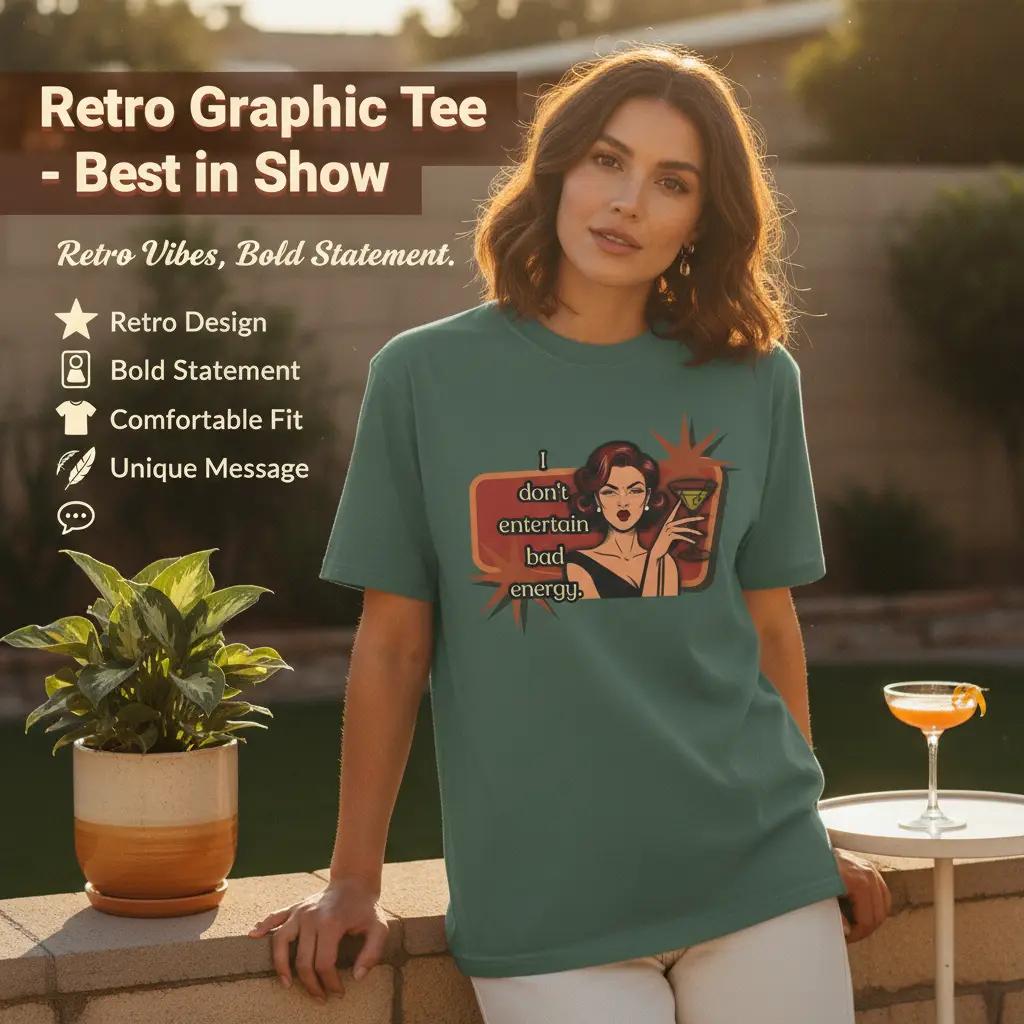 I Don't Entertain Bad Energy Retro T-Shirt — Best in Show Graphic Tee