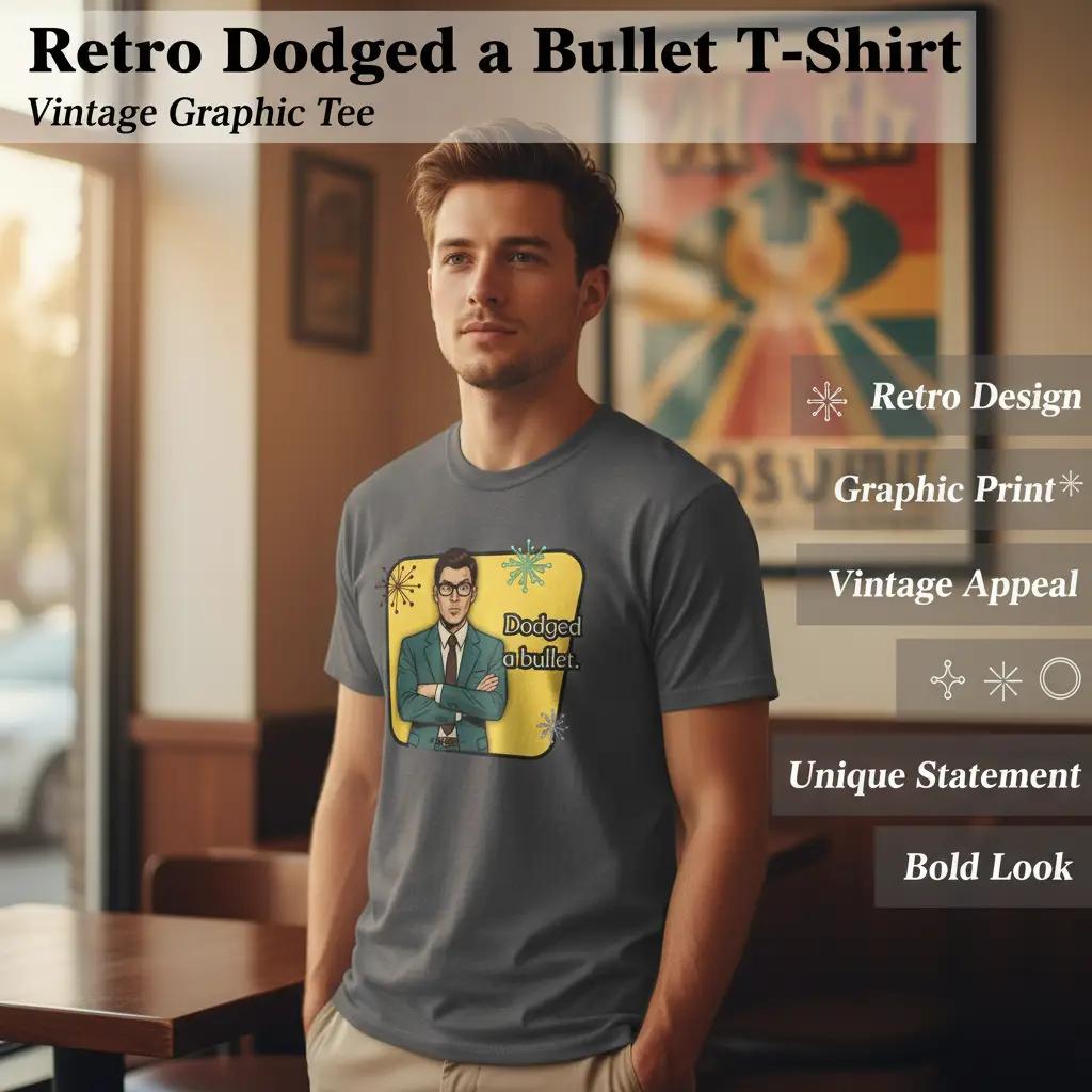 Dodged A Bullet Retro T‑Shirt — Vintage Style Graphic Tee