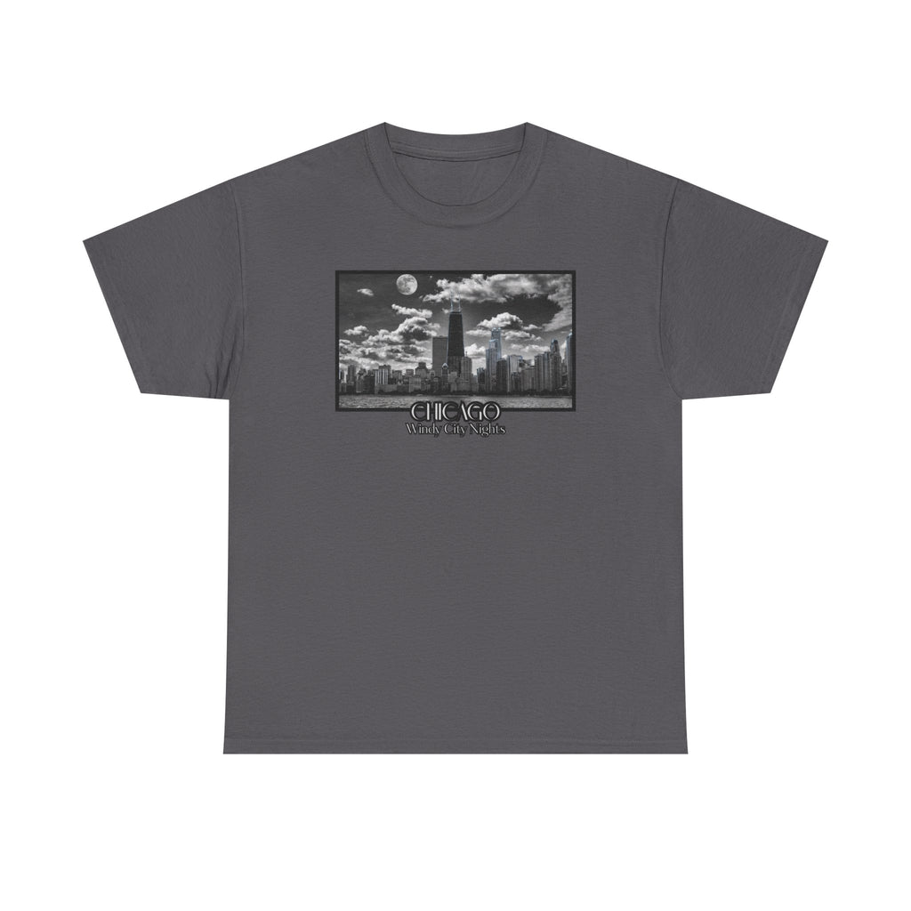 Chicago Windy City Nights T-Shirt — Chicago Skyline Moonlight Graphic Tee