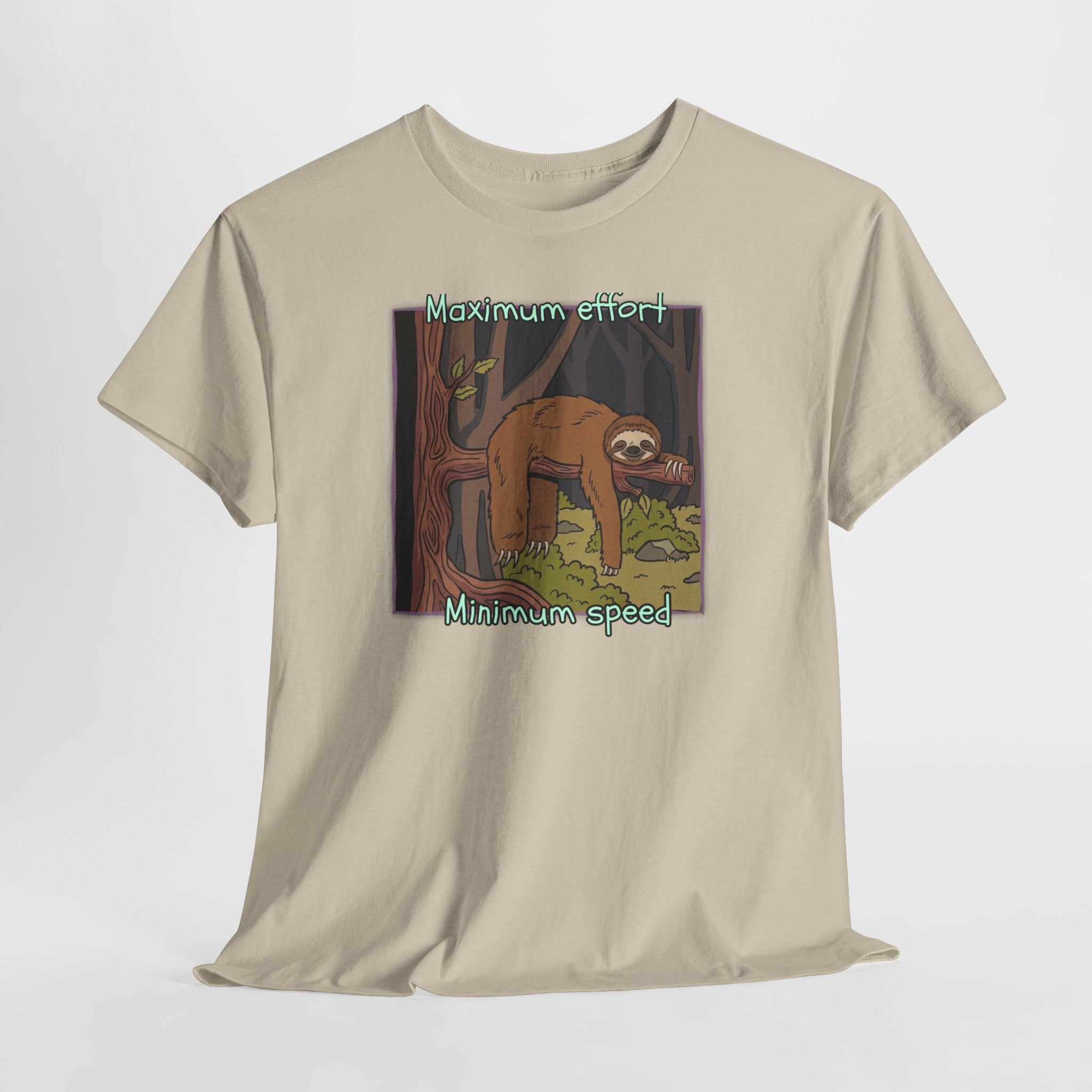 Concerned Sloth Forest Tee — "Maximum Effort, Minimum Speed" Casual Cotton Graphic Tee