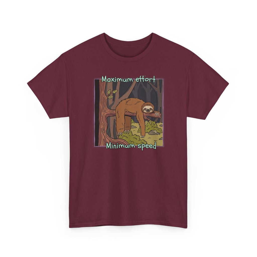 Concerned Sloth Forest Tee — "Maximum Effort, Minimum Speed" Casual Cotton Graphic Tee