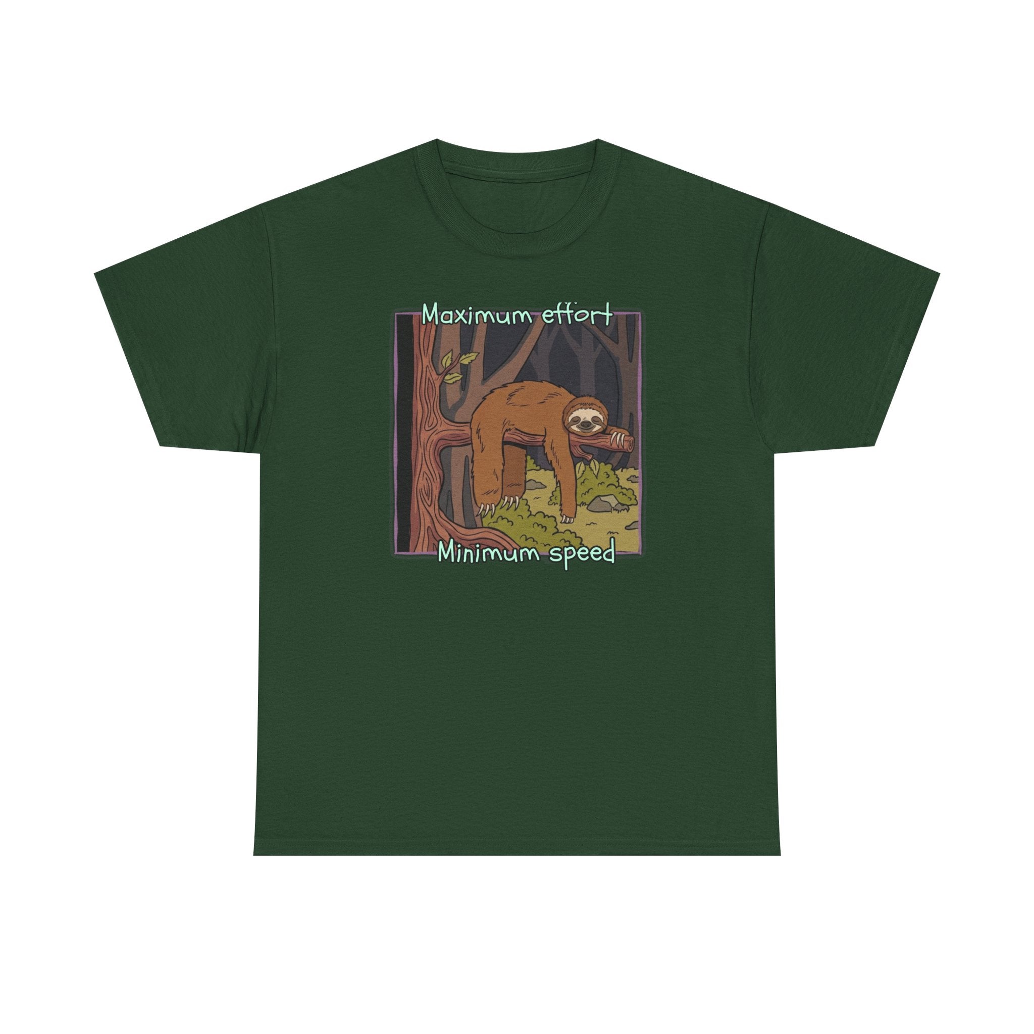 Concerned Sloth Forest Tee — "Maximum Effort, Minimum Speed" Casual Cotton Graphic Tee
