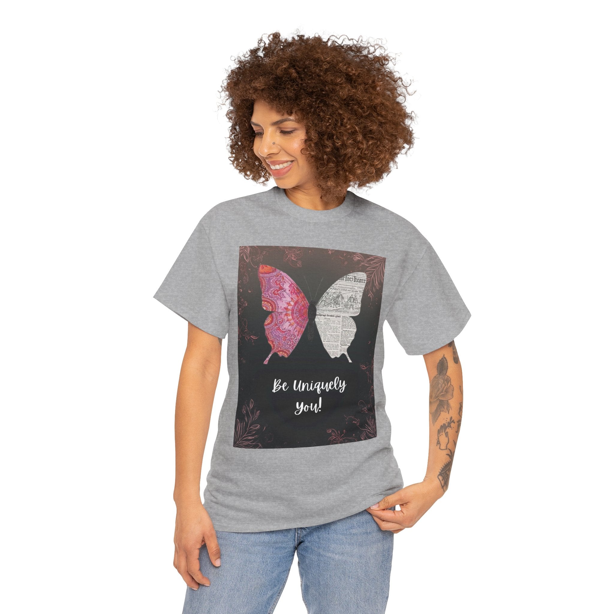 Be Uniquely You Butterfly Tee - Unisex Heavy Cotton T-Shirt