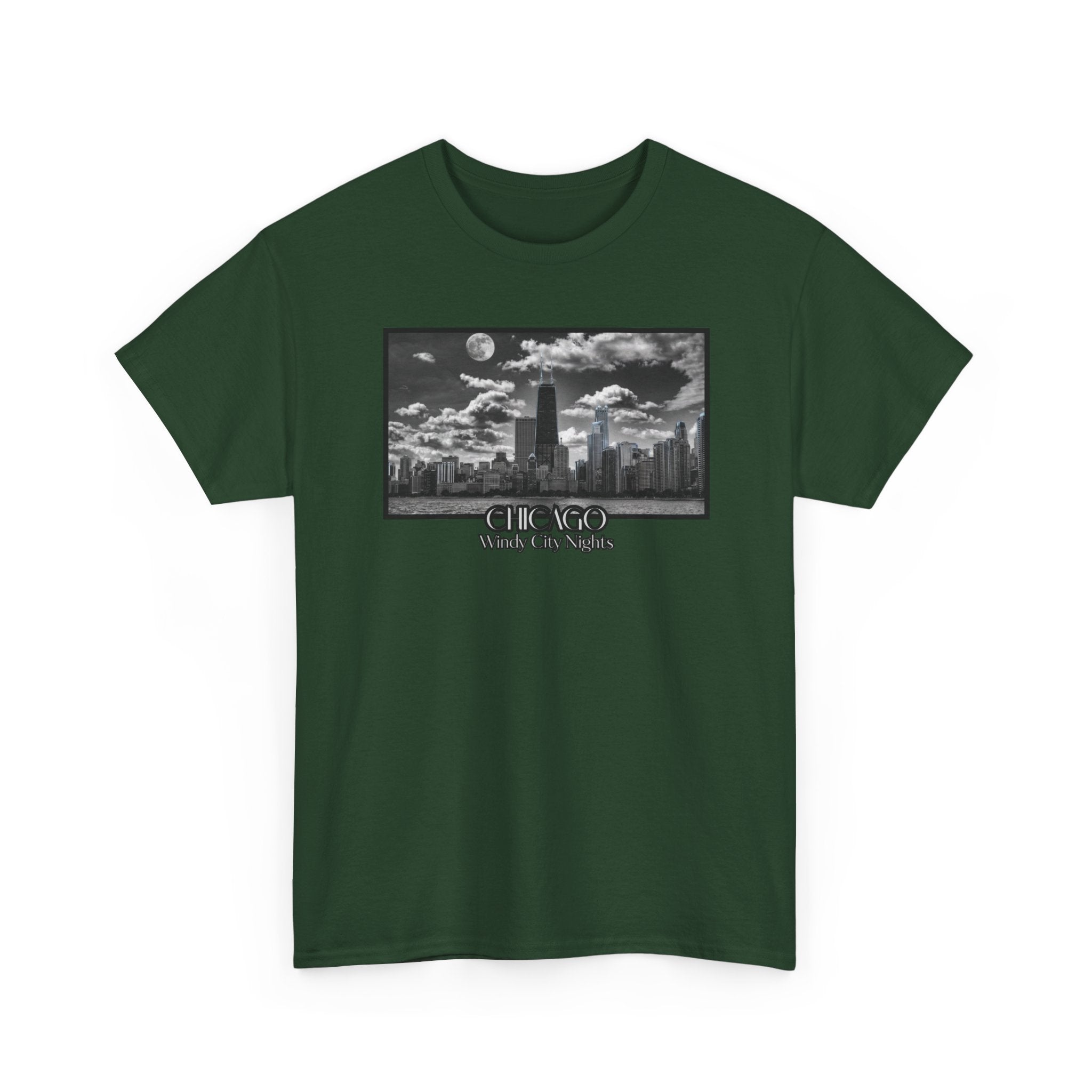 Chicago Windy City Nights T-Shirt — Chicago Skyline Moonlight Graphic Tee