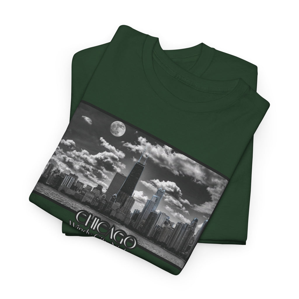Chicago Windy City Nights T-Shirt — Chicago Skyline Moonlight Graphic Tee