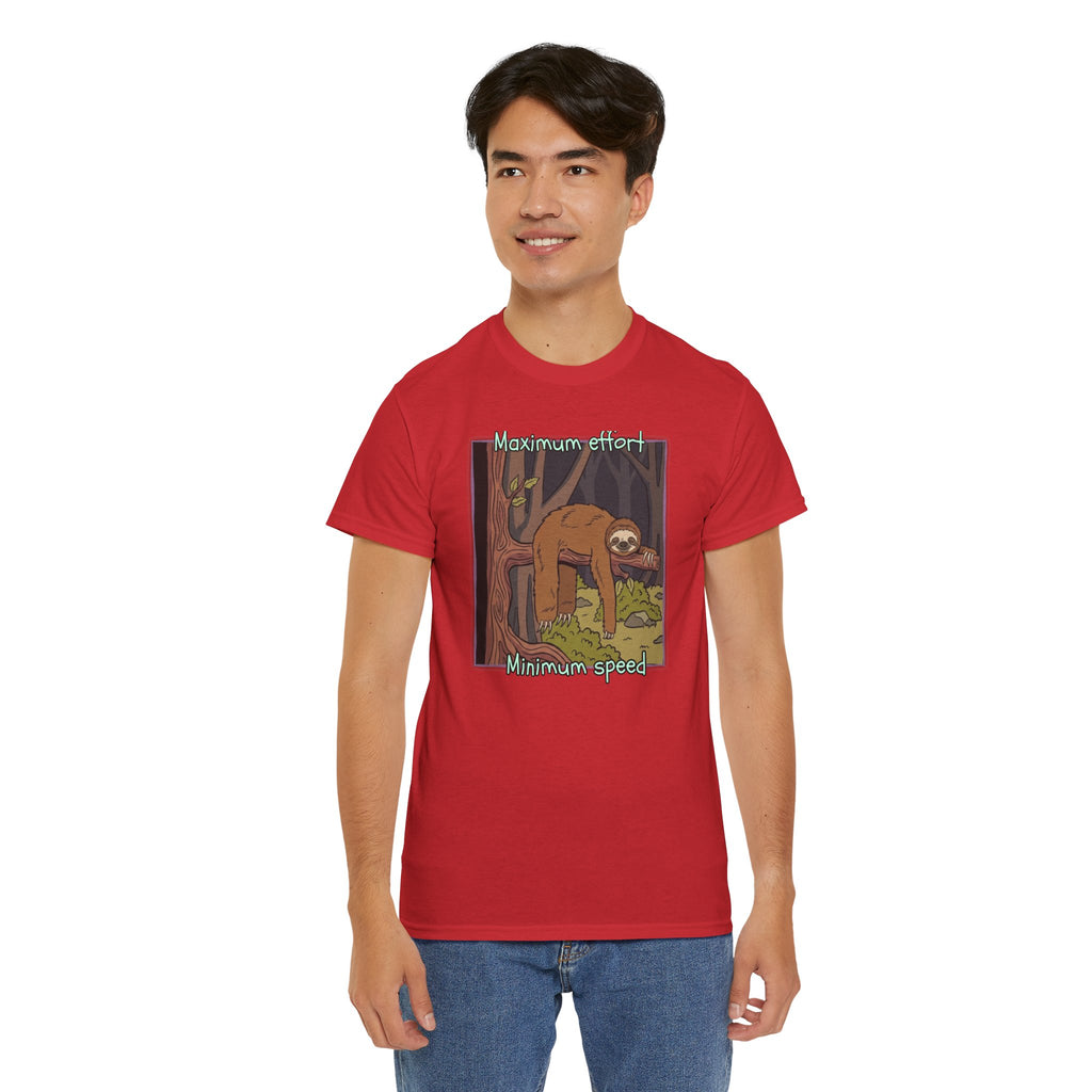 Concerned Sloth Forest Tee — "Maximum Effort, Minimum Speed" Casual Cotton Graphic Tee