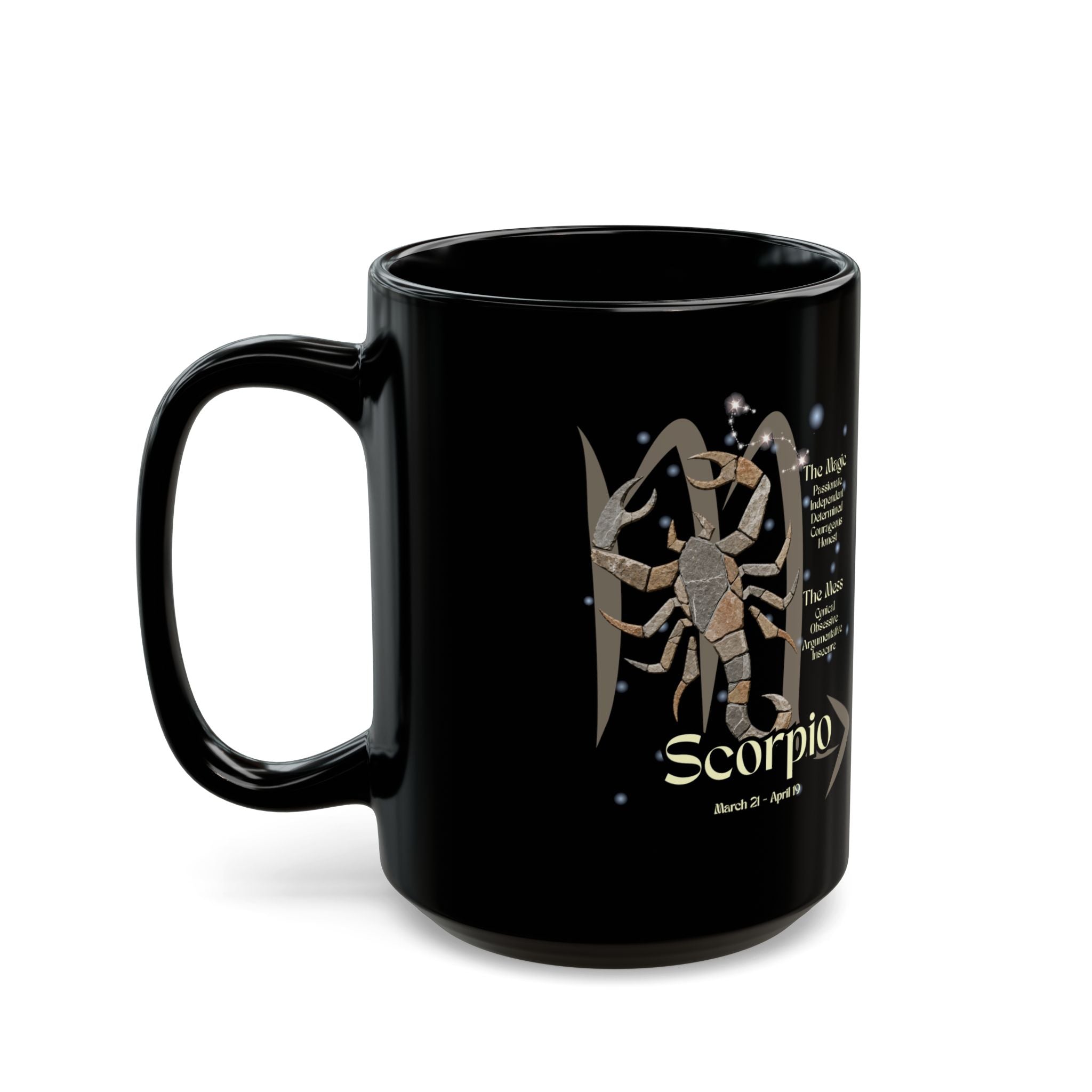 Scorpio Black Constellation Coffee Mug – Zodiac Society Coffee Cup (15oz)