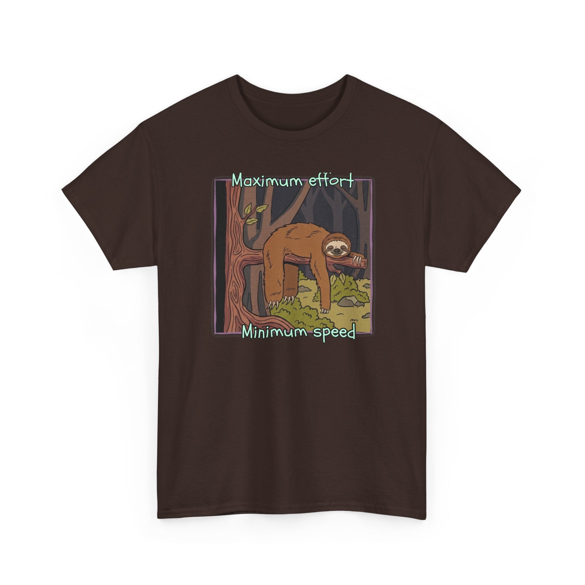 Concerned Sloth Forest Tee — "Maximum Effort, Minimum Speed" Casual Cotton Graphic Tee