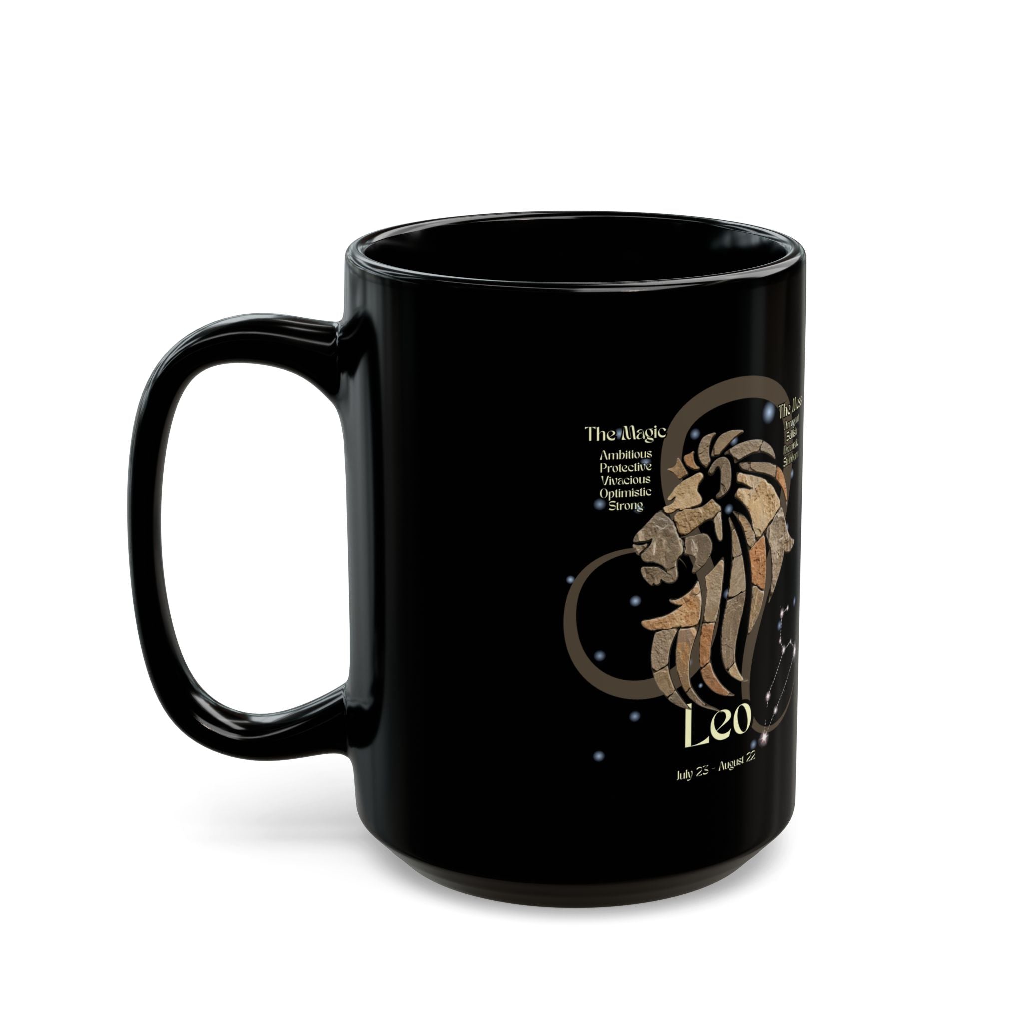Leo Black Constellation Mug — Zodiac Society Coffee Cup (15oz)