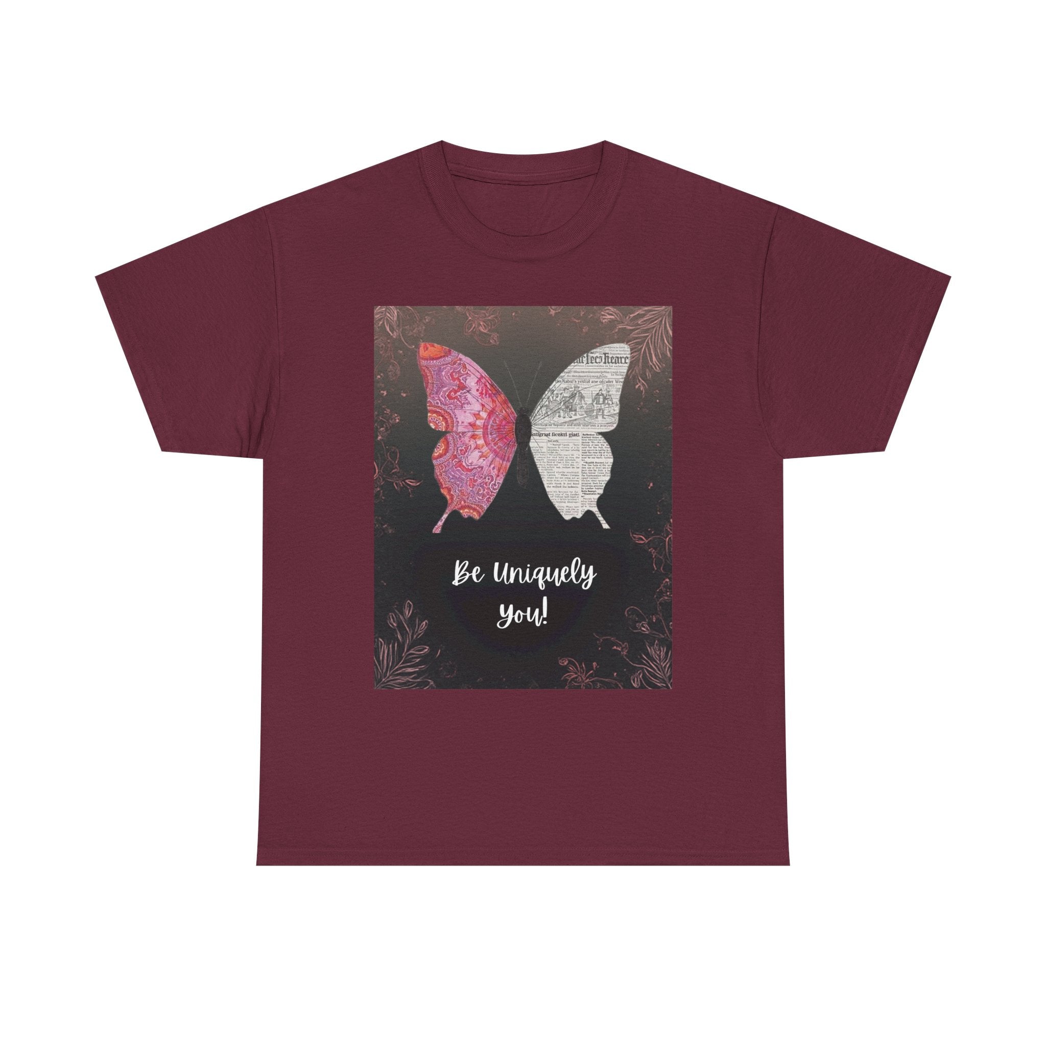 Be Uniquely You Butterfly Tee - Unisex Heavy Cotton T-Shirt
