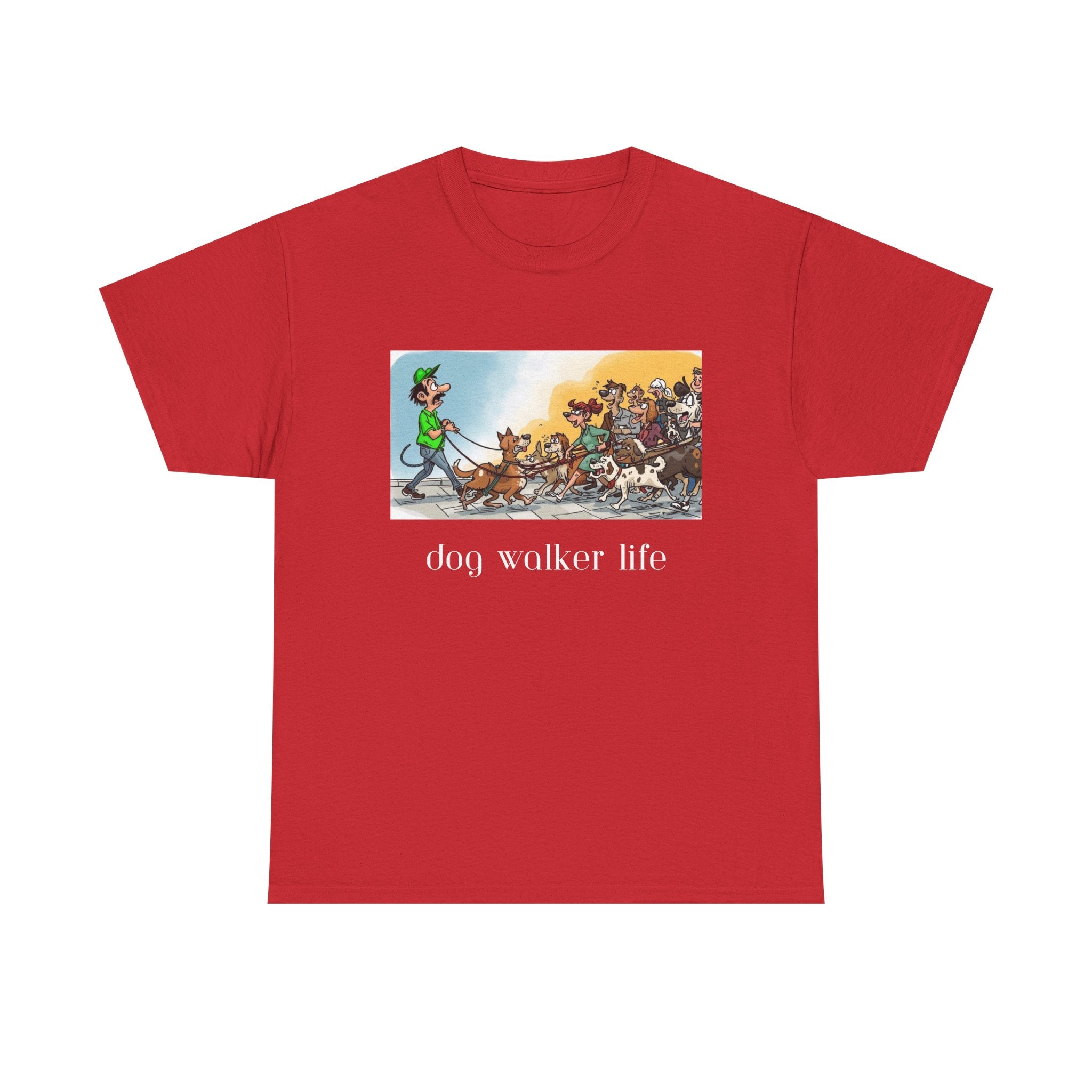 Dog Walker Life T-Shirt | Cartoon Pack of Dogs Design