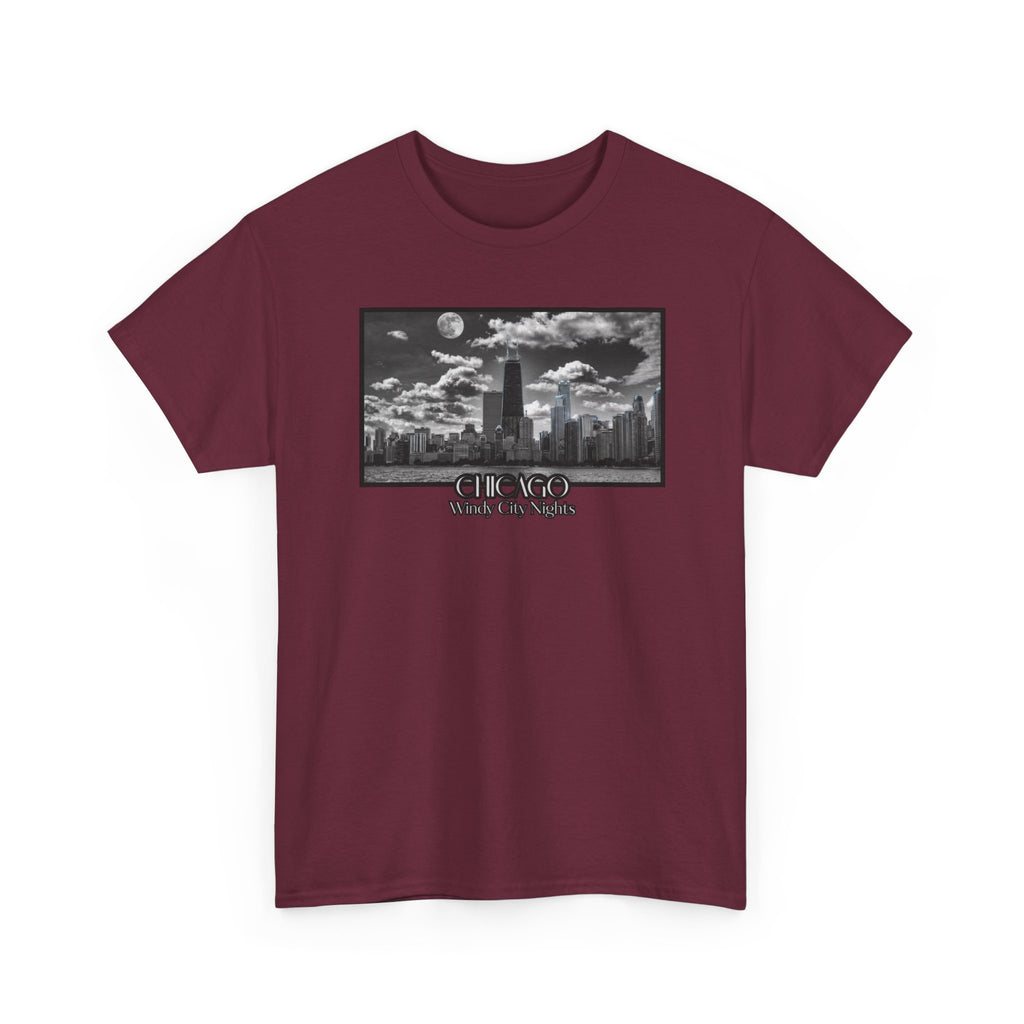 Chicago Windy City Nights T-Shirt — Chicago Skyline Moonlight Graphic Tee