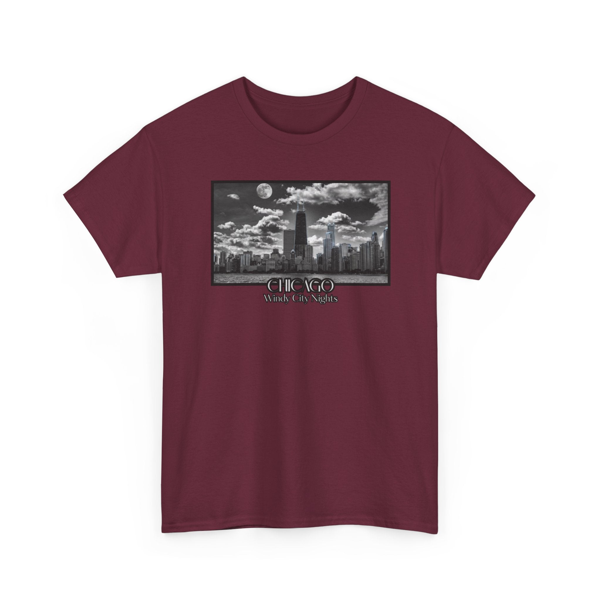 Chicago Windy City Nights T-Shirt — Chicago Skyline Moonlight Graphic Tee