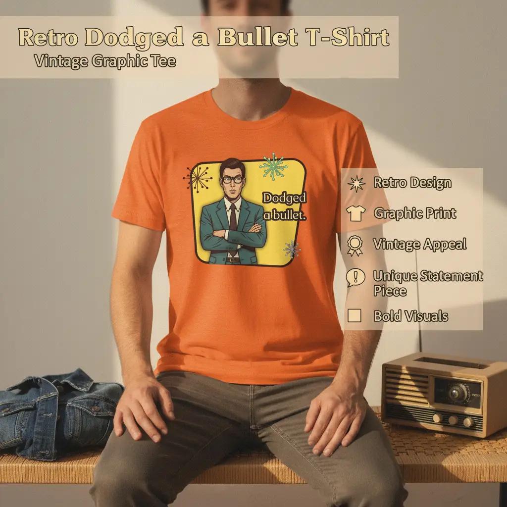 Dodged A Bullet Retro T‑Shirt — Vintage Style Graphic Tee