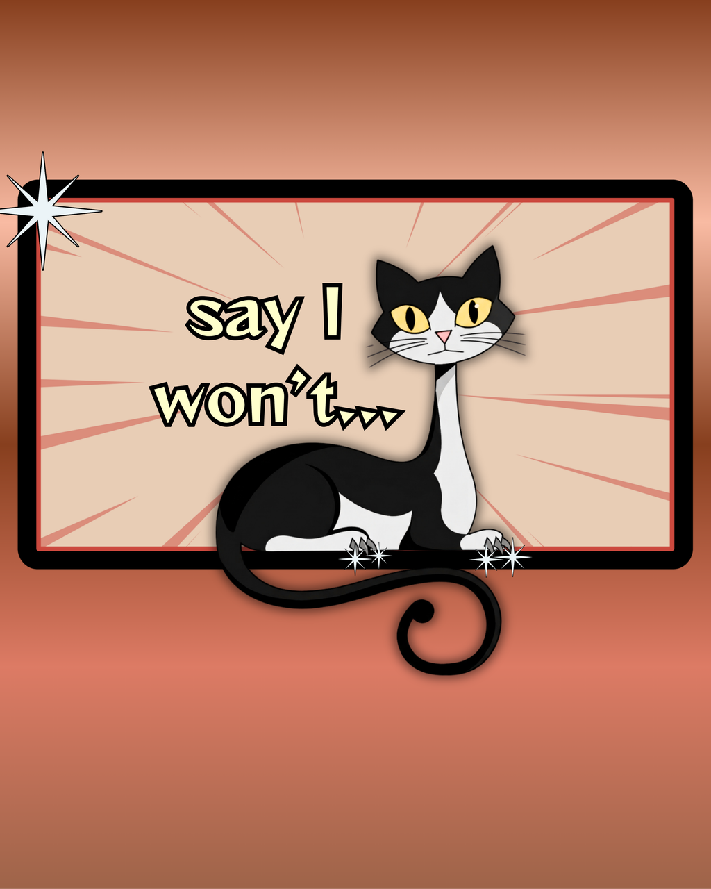 Say I Won’t Retro Tee – Vintage Style Cat Graphic Tee