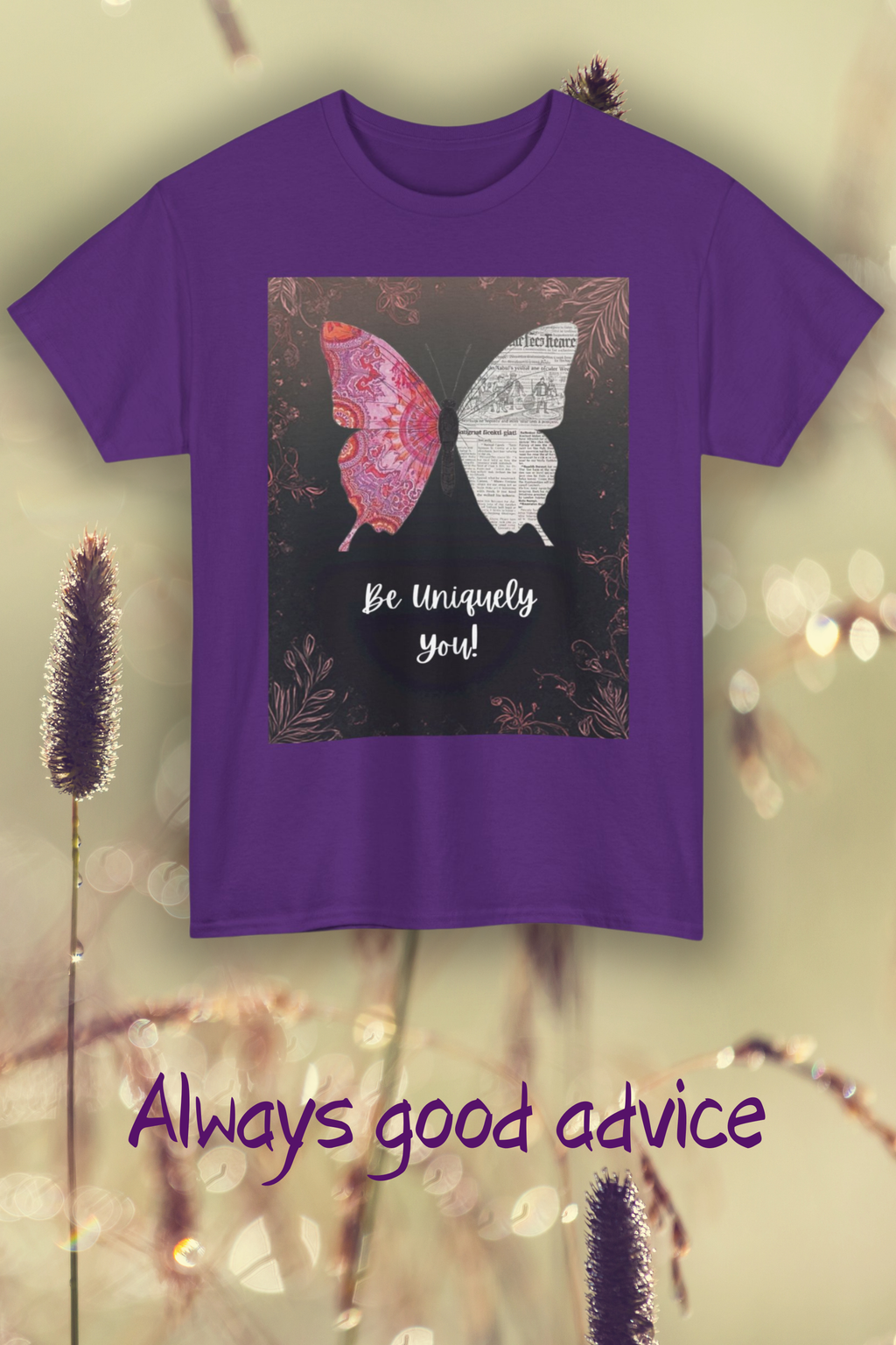 Be Uniquely You Butterfly Tee - Unisex Heavy Cotton T-Shirt