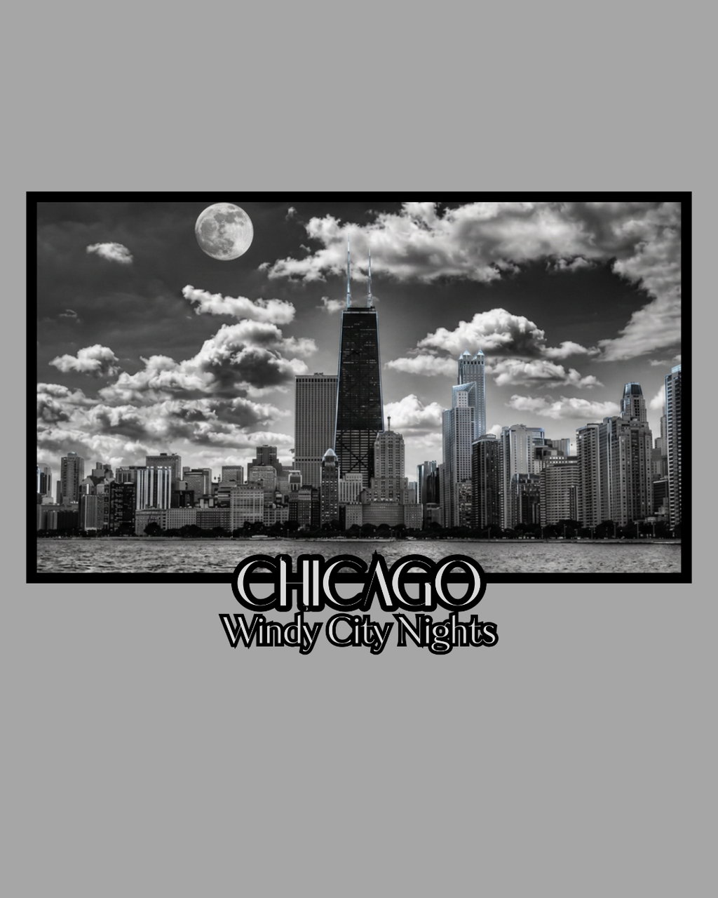 Chicago Windy City Nights T-Shirt — Chicago Skyline Moonlight Graphic Tee